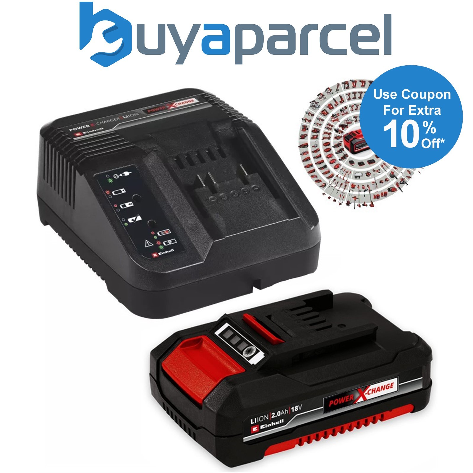 Einhell 18v Power X-Change PXC Starter Kit - 1x 2.0Ah Battery + Fast Charger