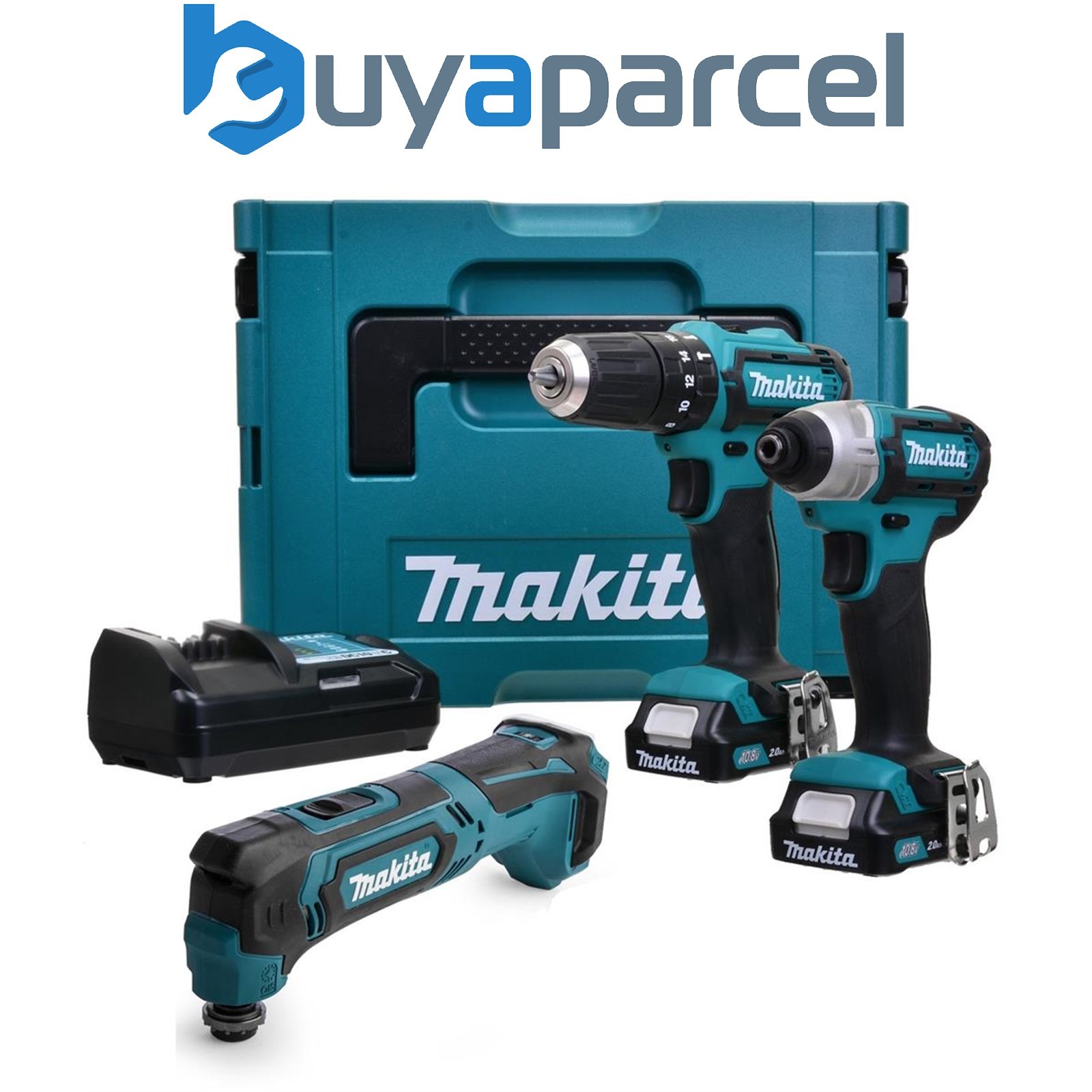 Makita 12v CXT 3pc Kit Combi Hammer Drill + Impact Driver + Multi Tool 2 Battery