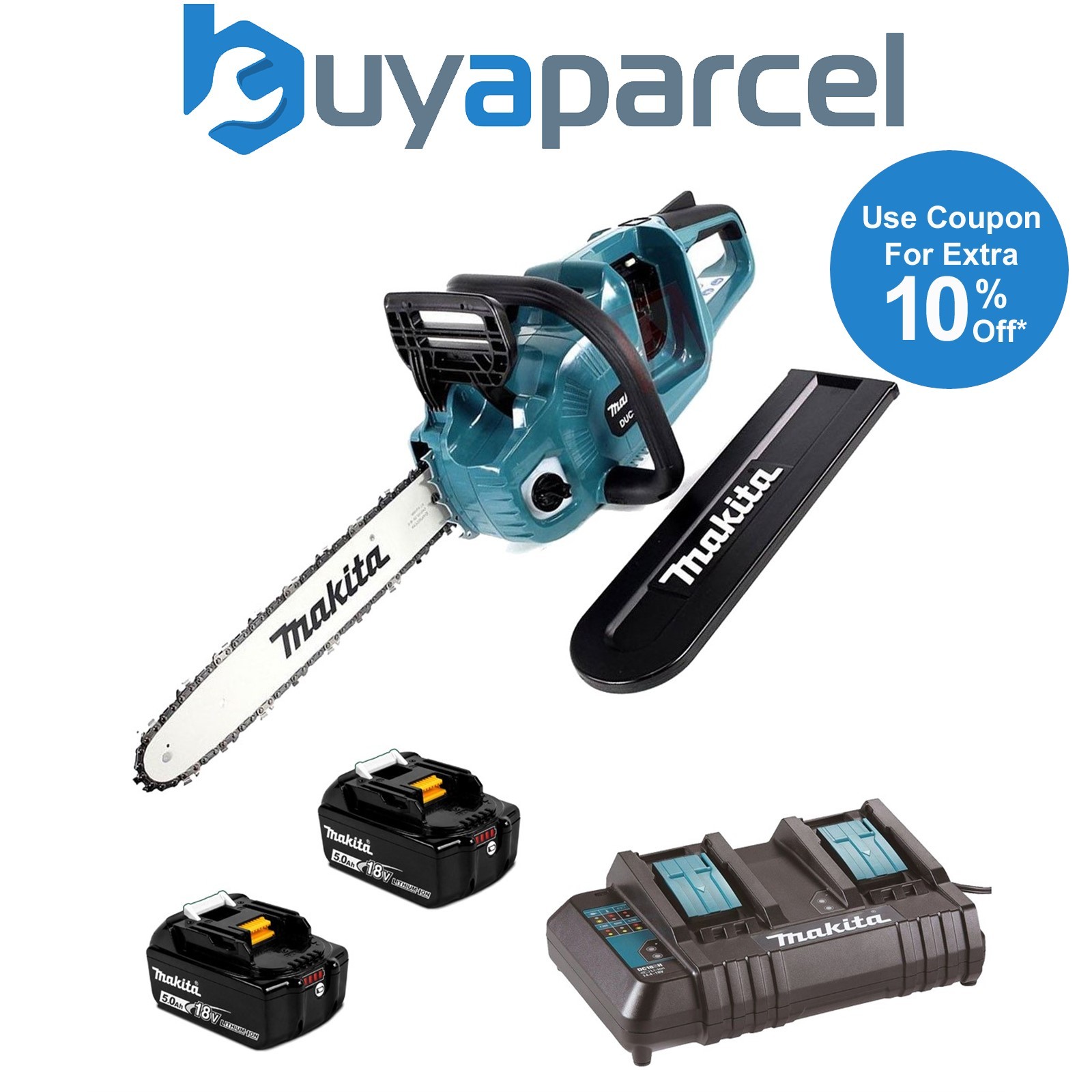 Makita DUC355CT2 Twin 18v / 36v LXT Cordless 35cm 14" Chainsaw 2x 5.0ah