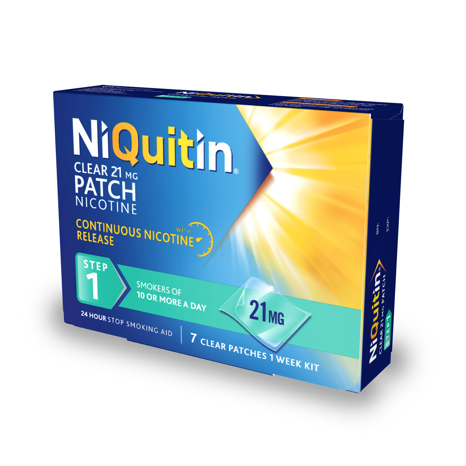 Niquitin Clear Patch Step 1 21mg 7 Patches x 3 Stop Smoking Nicotine Patch