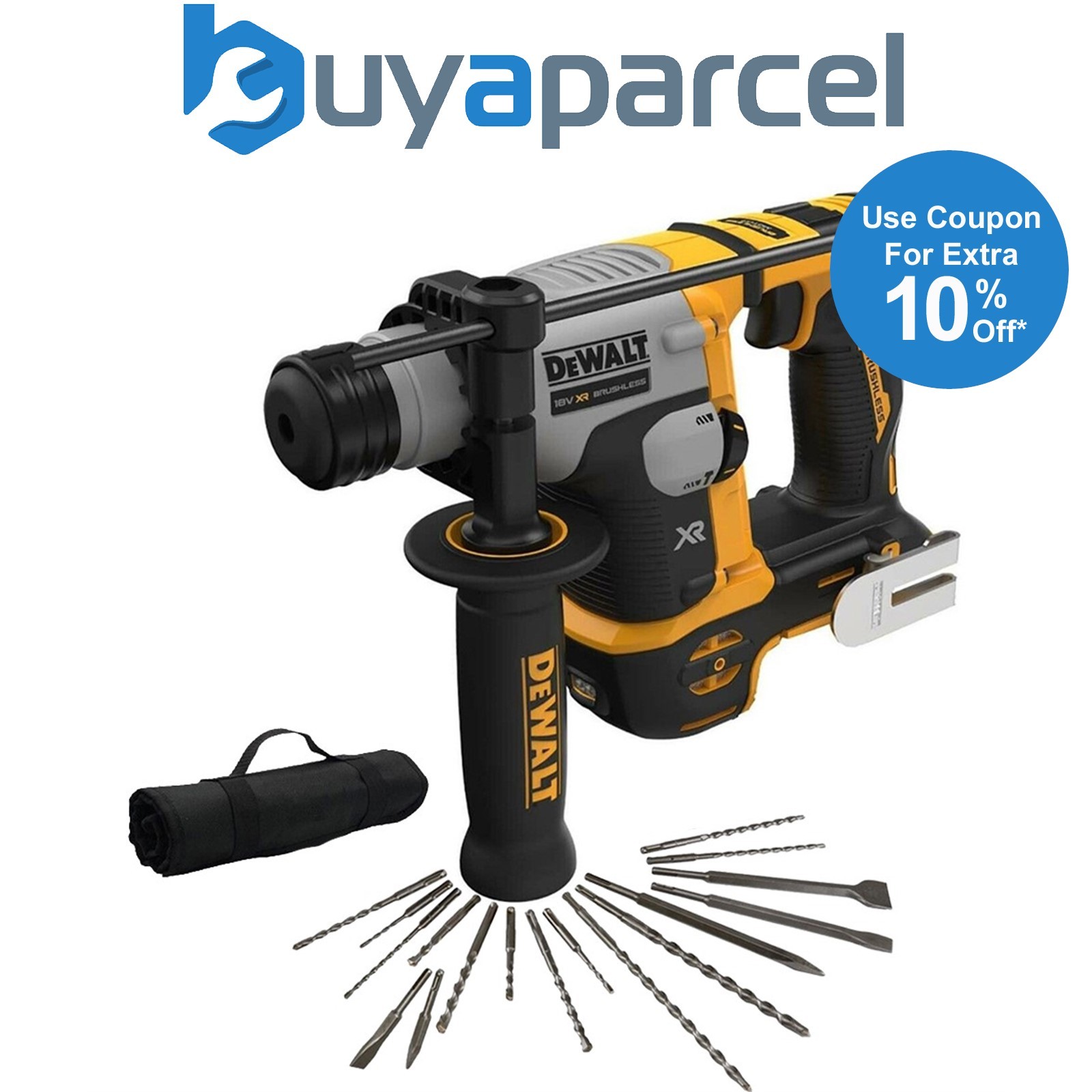 Dewalt DCH172N 18v Ultra Compact Brushless SDS Hammer Drill + 17PC SDS Set