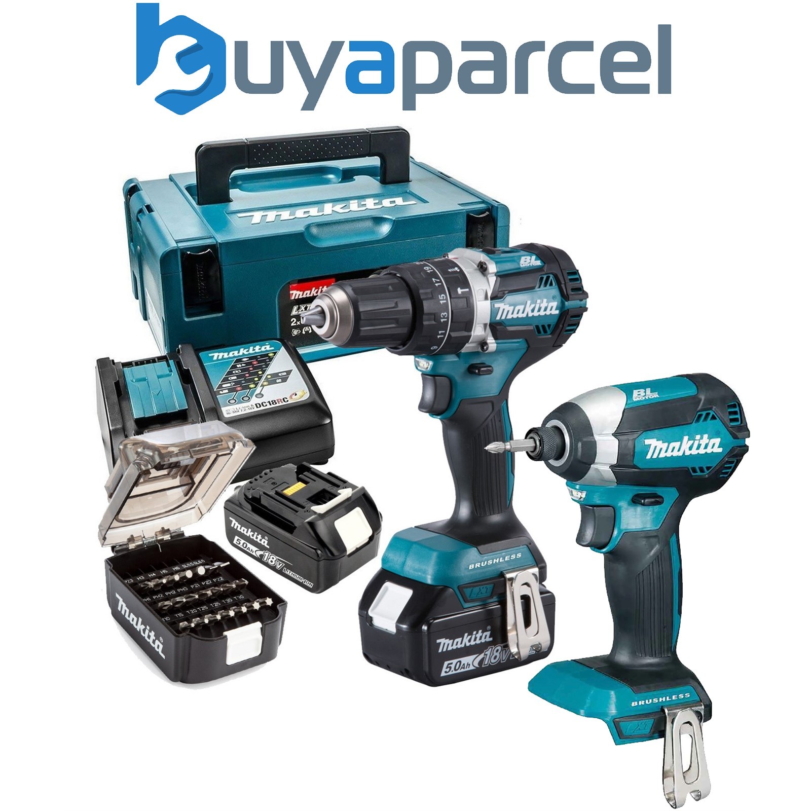 Makita 18v DLX2180TJ Brushless Kit DHP484 Hammer Drill DTD153 Impact Driver +Set