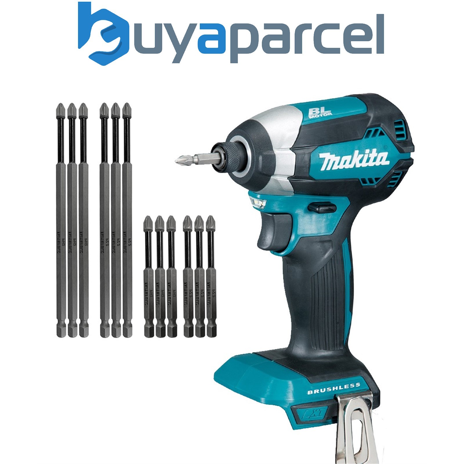 Makita DTD153Z 18V LXT Cordless Brushless Impact Driver + 12 Piece Long Bit Set