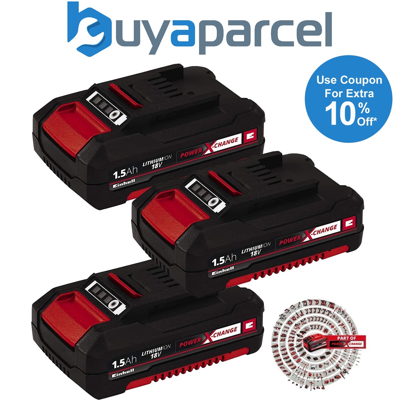 Einhell Power X Change 18v Lithium Ion 1.5ah Battery PX-BAT15 Ozito Triple Pack