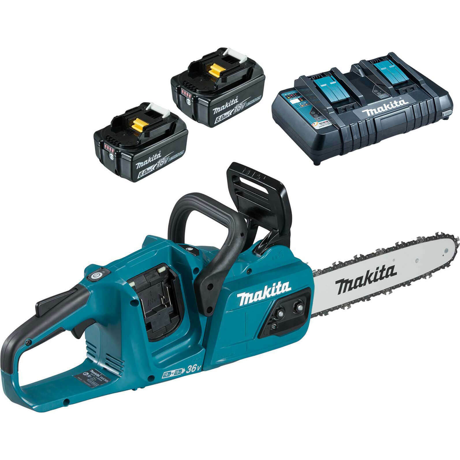 Makita DUC305 Twin 18v LXT Cordless Brushless Chainsaw 300mm 2 x 6ah Li-ion