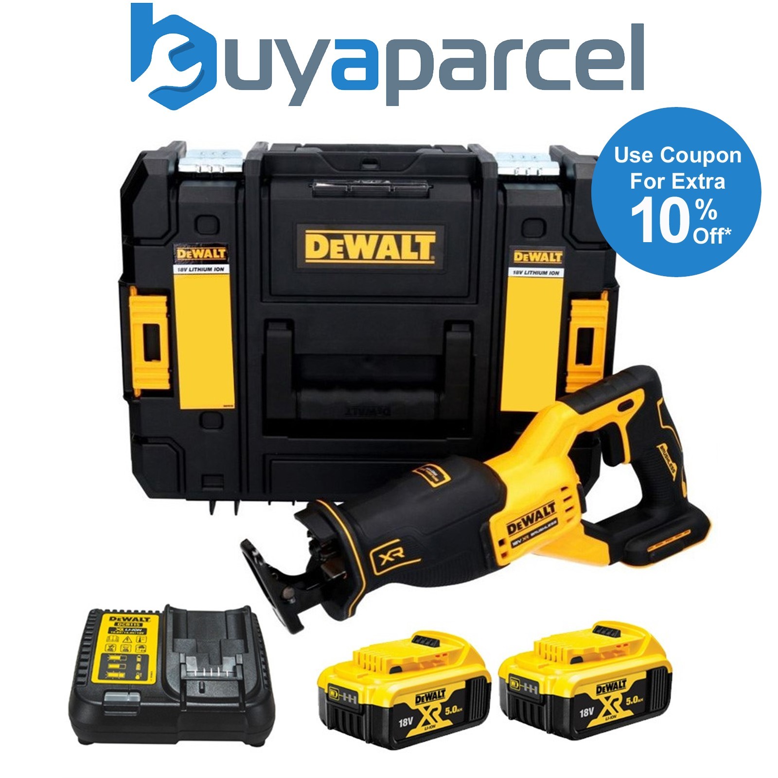 Dewalt DCS382P2 18v XR Brushless Reciprocating Recip Saw Tstak - 2x5.0ah Battery