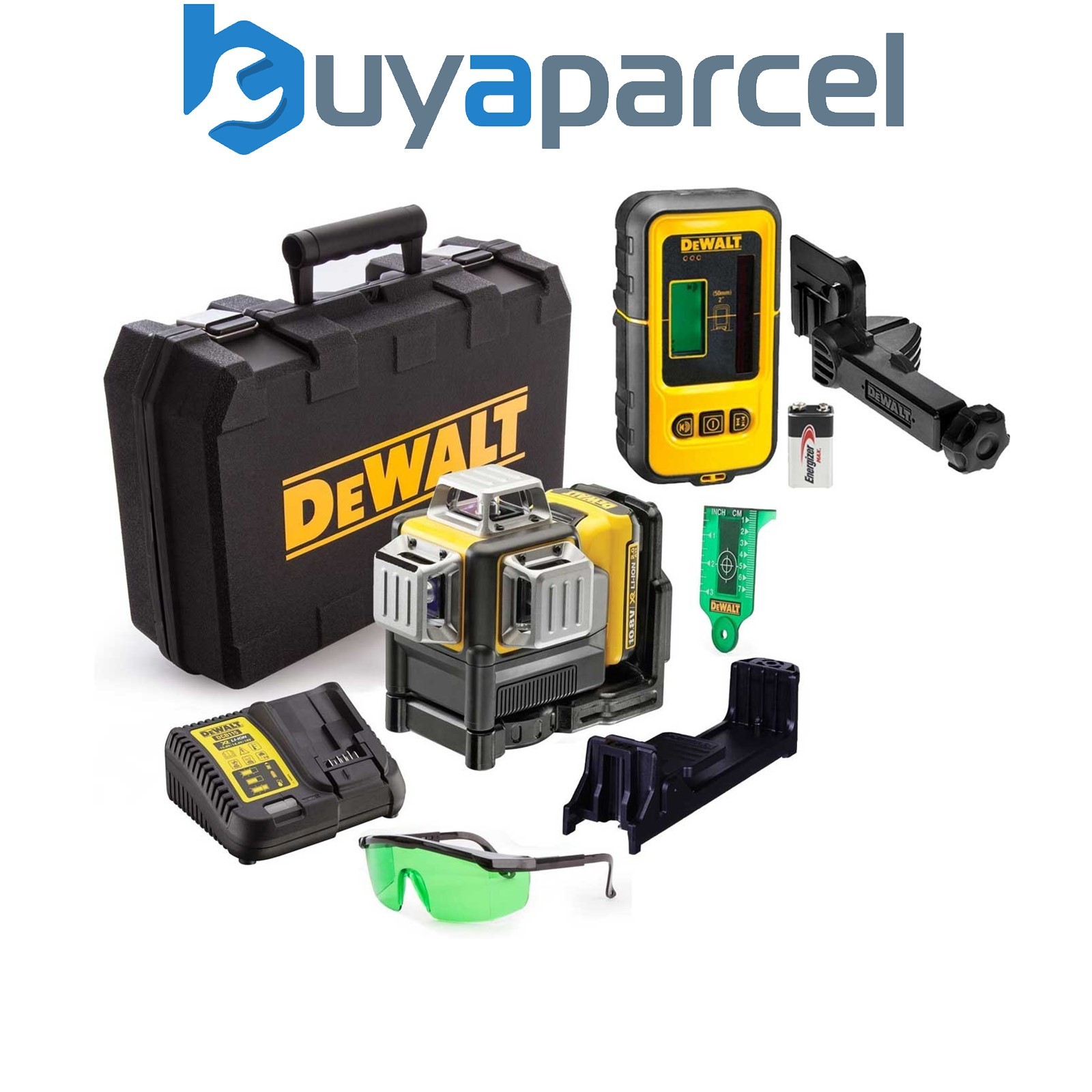 DeWalt DCE089D1G 12v 3 Beam Self Leveling Green Cross Laser Level + Detector