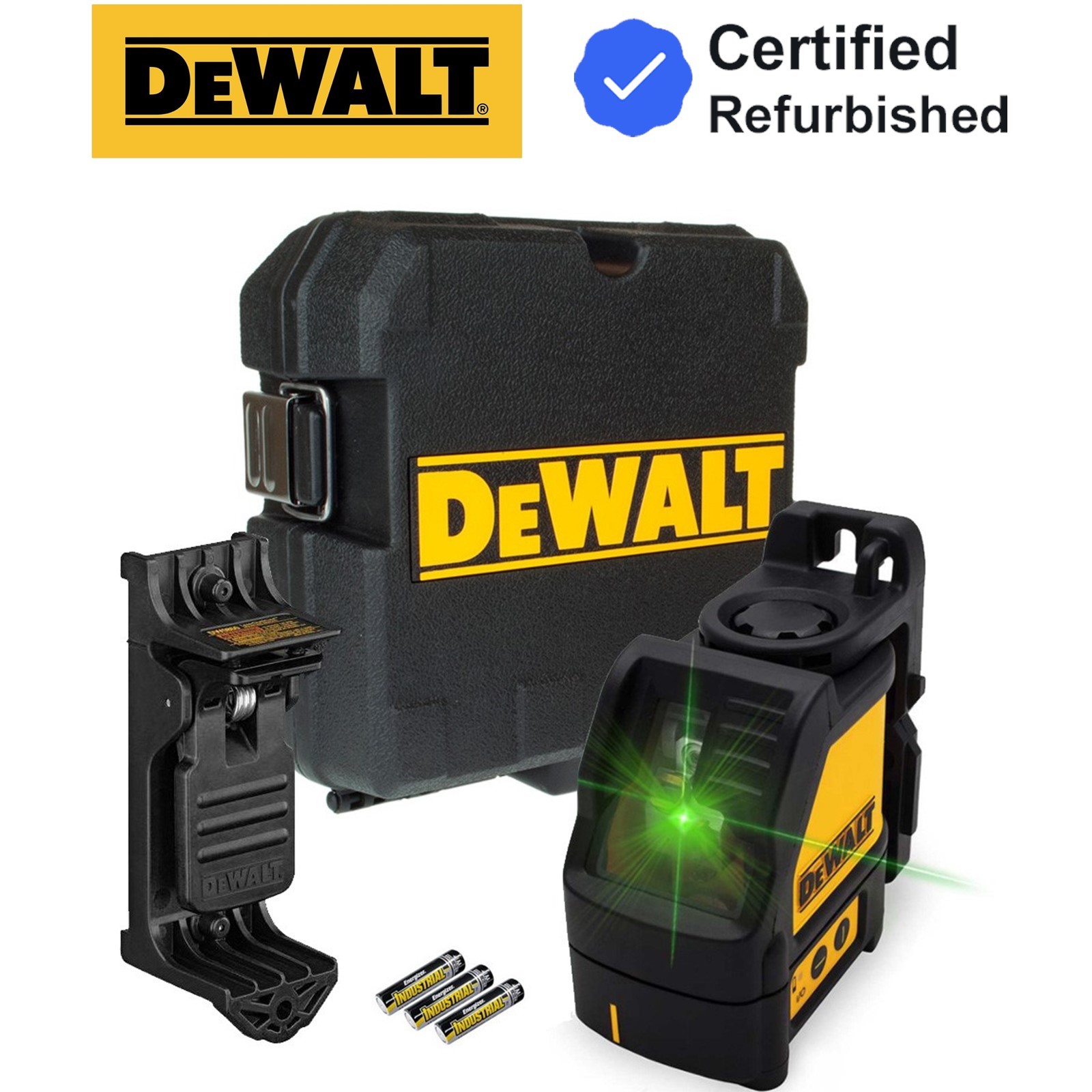 Dewalt DW088CG Green Cross Line Laser Level Self Levelling Includes Bracket