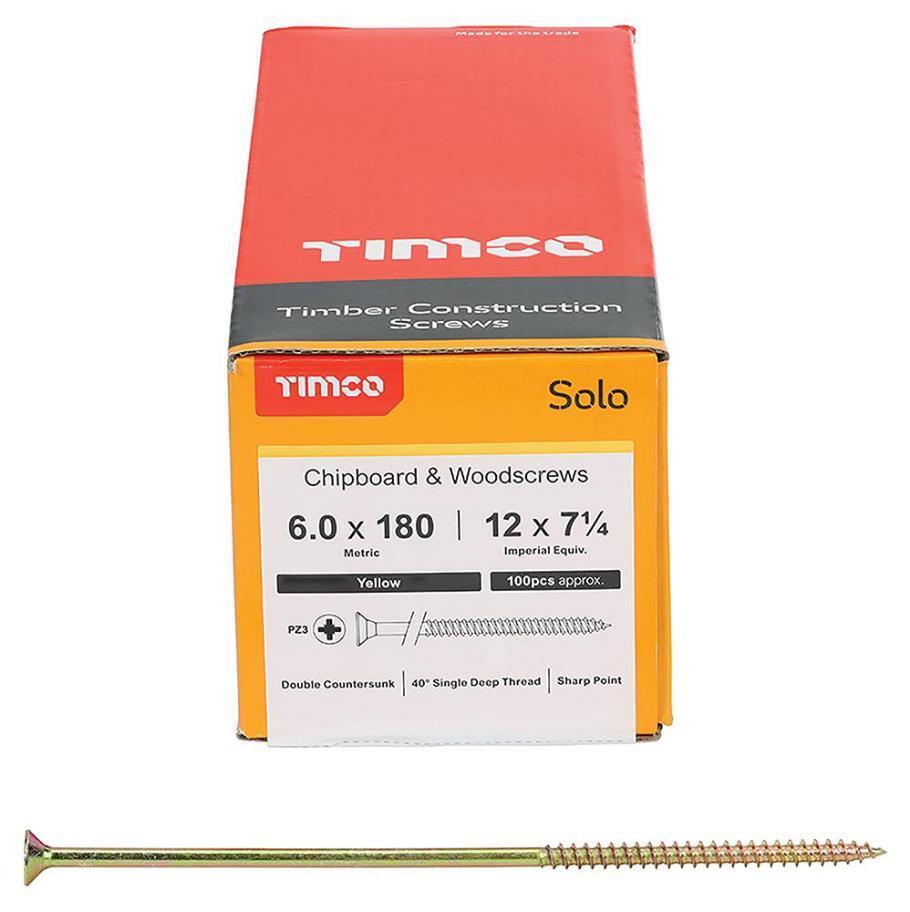 6 X 180mm Pozidriv Double Countersunk Zyp Solo Chipboard & Wood Screws 100 Pack