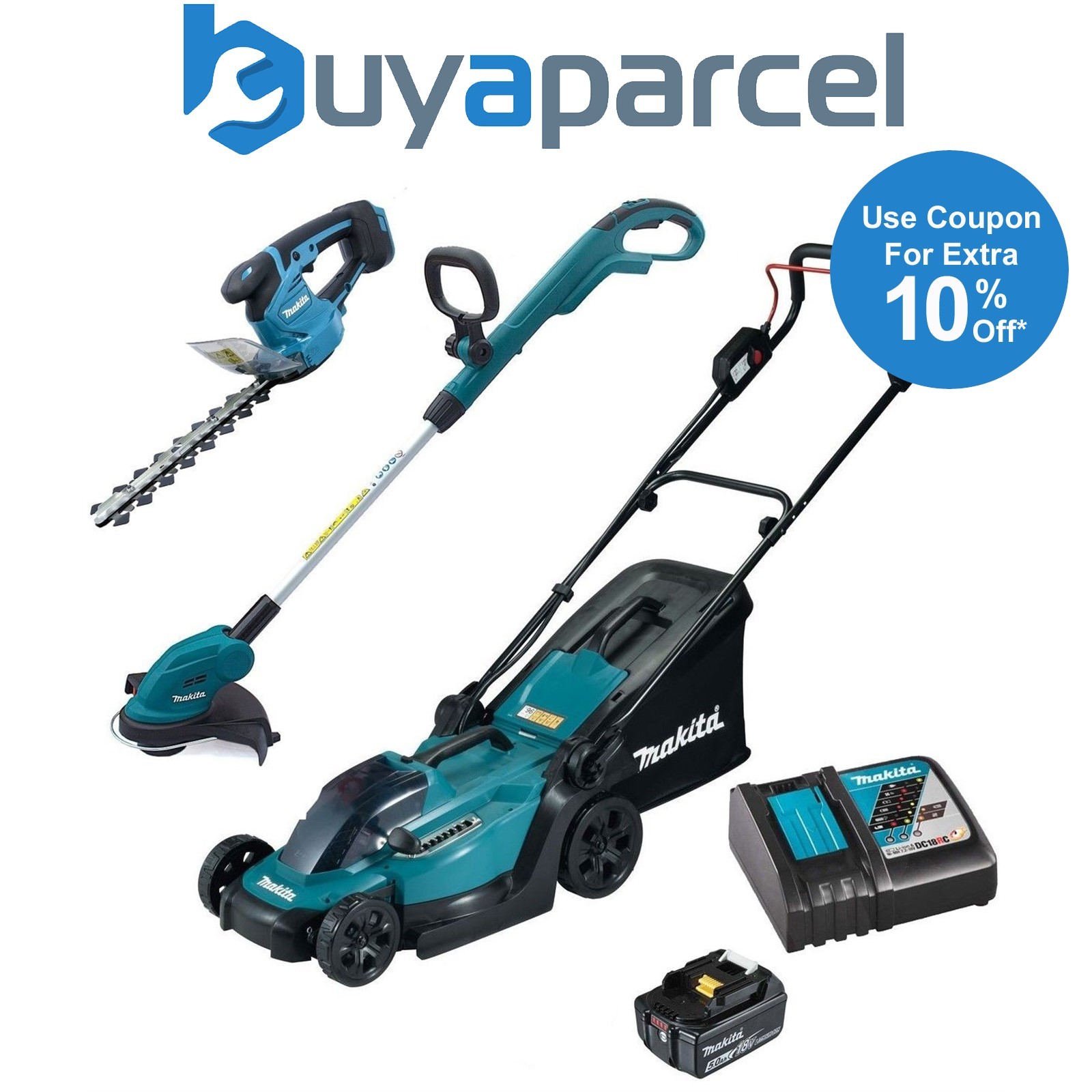 Makita DLM330RT 18v LXT Lawn Mower 33cm 1x5ah Battery DUR181Z Trimmer DUM111ZX