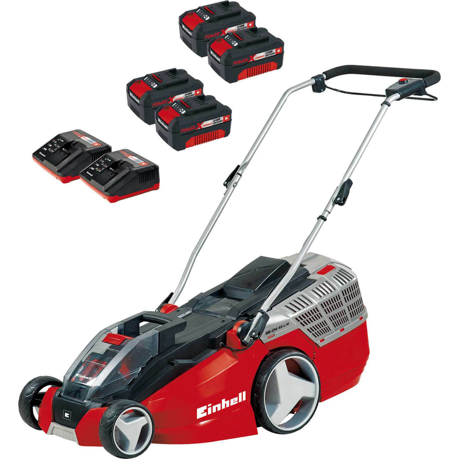 Einhell GE-CM 43 Li M 36v Cordless Brushless Lawnmower 430mm 4 x 4ah Li-ion