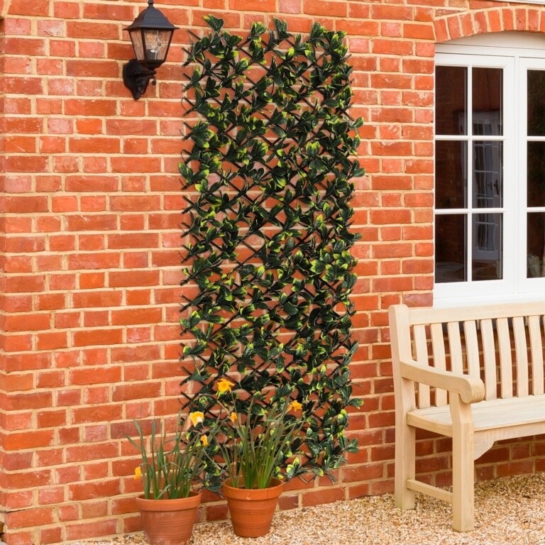 Ambassador Artificial Trellis Leaves Garden Privacy Fence Screening - Green