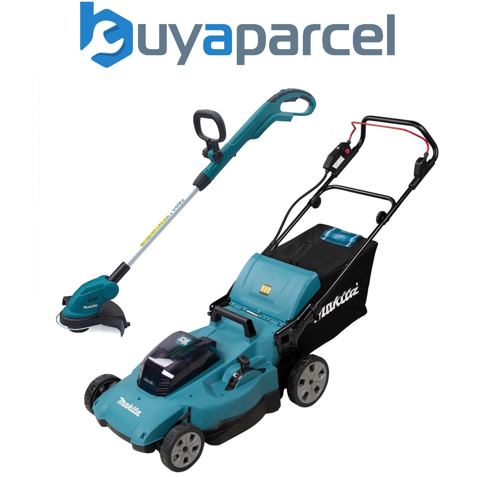 Makita DLM538Z Twin 18V / 36V LXT 530mm Push Lawn Mower + DUR181Z 18V Strimmer