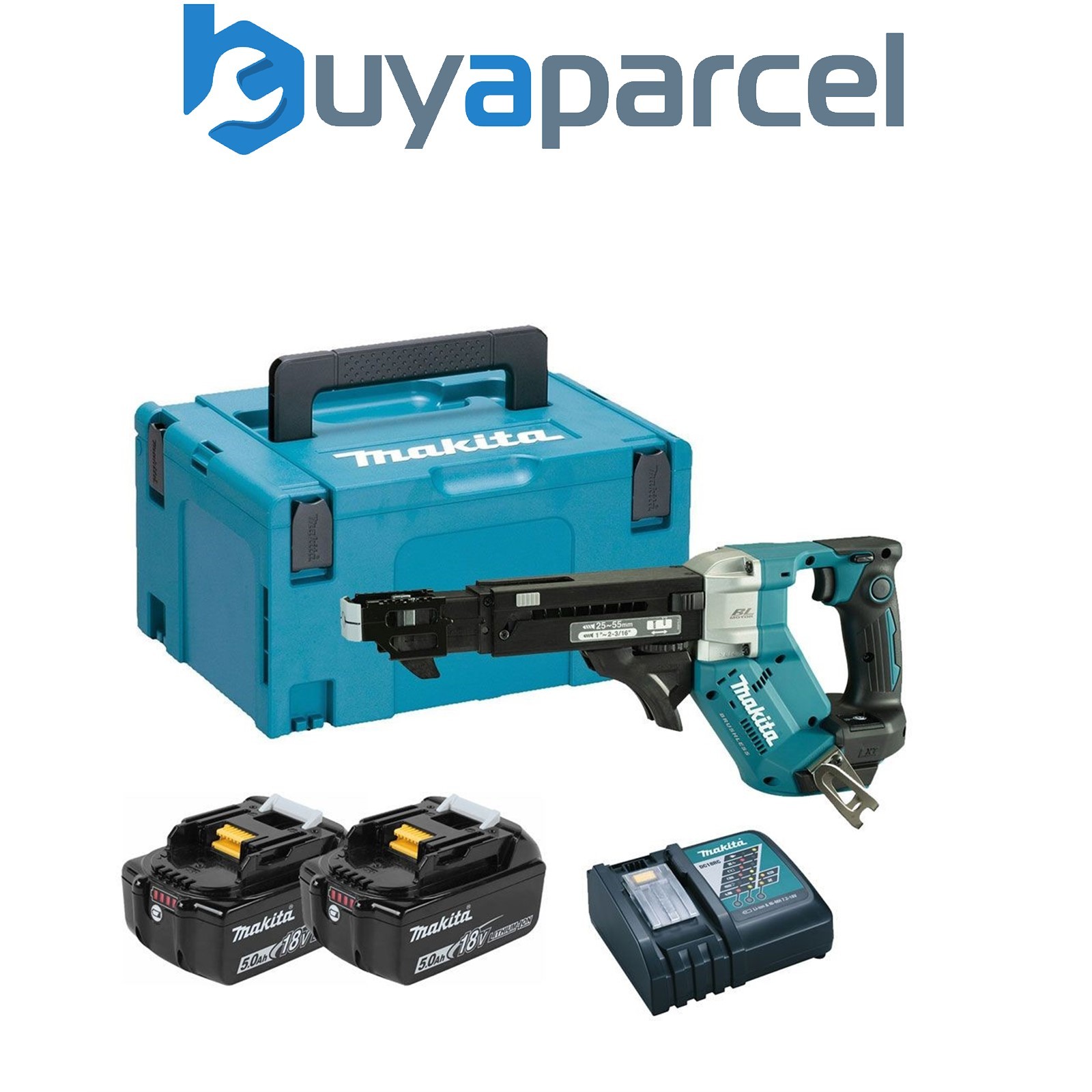 Makita DFR551RTJ-KIT LXT 18v Brushless Auto Feed Screwdriver Li-Ion + 2 x 5.0ah