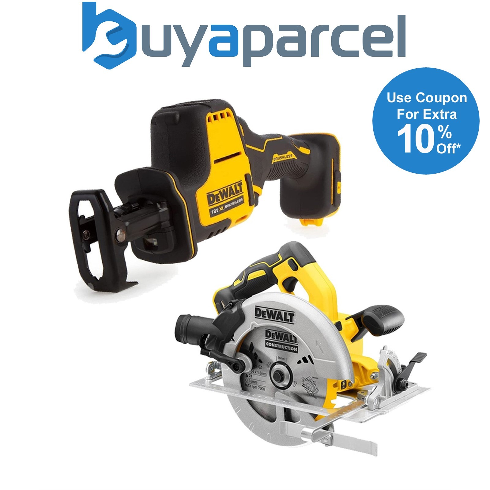 Dewalt DCS369N 18v XR Compact Brushless Reciprocating Saw & DCS570N Circular Saw