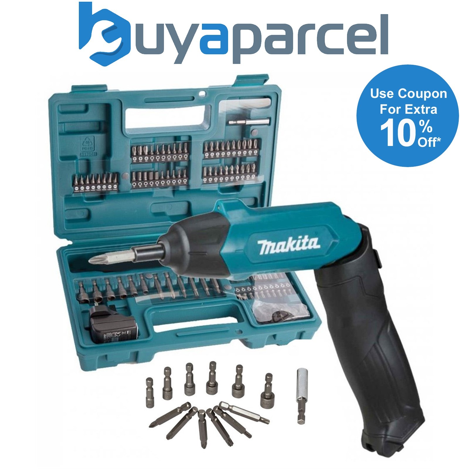 Makita DF001DW 3.6v Cordless Lithium Ion Pencil Screwdriver + 81 Piece Bit Set