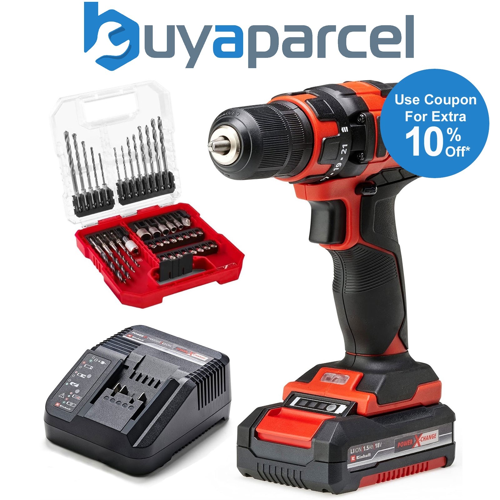 Einhell TE-CD 18/35 PXC 18v Cordless Drill Driver 1 x Battery + 40PC Bit Set