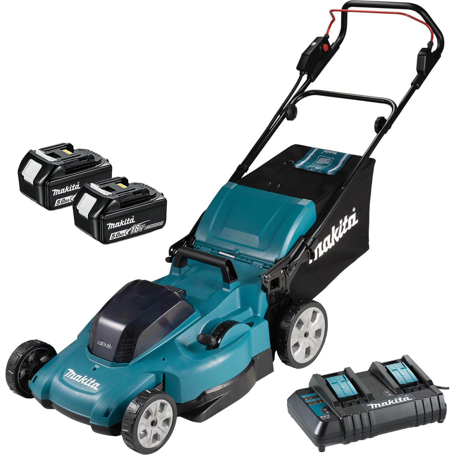 Makita DLM538 Twin 18v LXT Cordless Lawnmower 530mm 2 x 5ah Li-ion