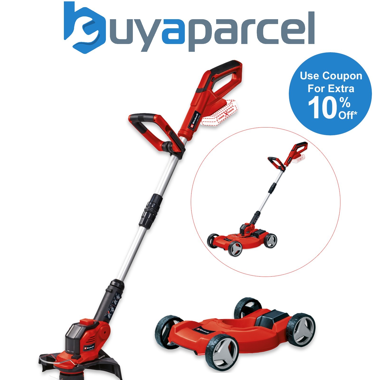 Einhell 18v Cordless 3 in 1 Mower & Strimmer Deck 28cm GE-CT 18/28 Li TC-Solo