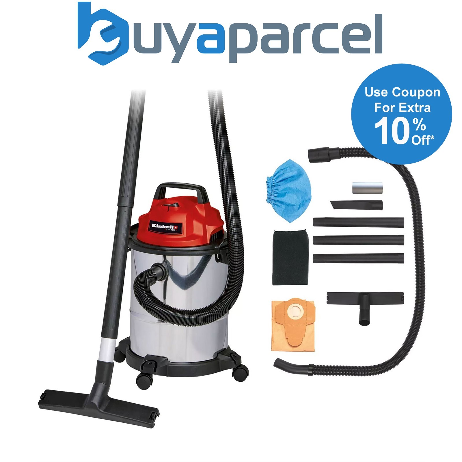 Einhell Wet Dry Vacuum Cleaner 15L 1250W TC-VC 1815 S Corded Electric 2342390