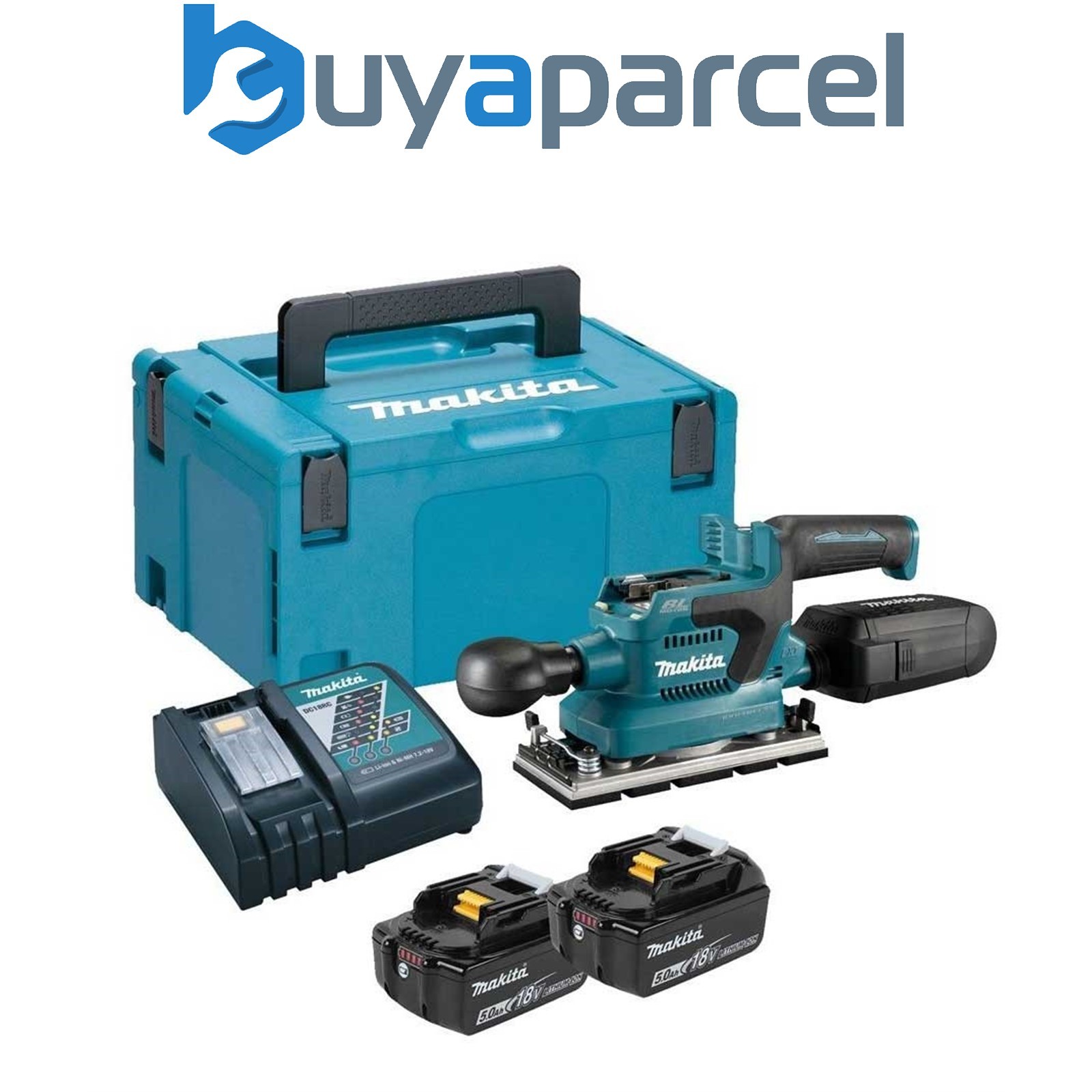 Makita DBO380RTJ 18v LXT 1/3 Sheet Brushless Finishing Cordless Sander - 2 x 5ah