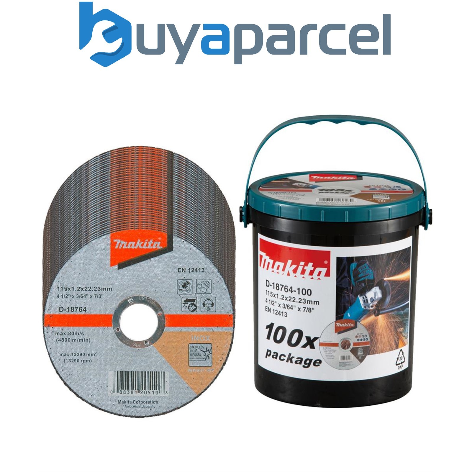 100x Makita D-18764 Fast Cutting Extra Thin Metal Grinder Disc 115mm 1.2 22.23mm