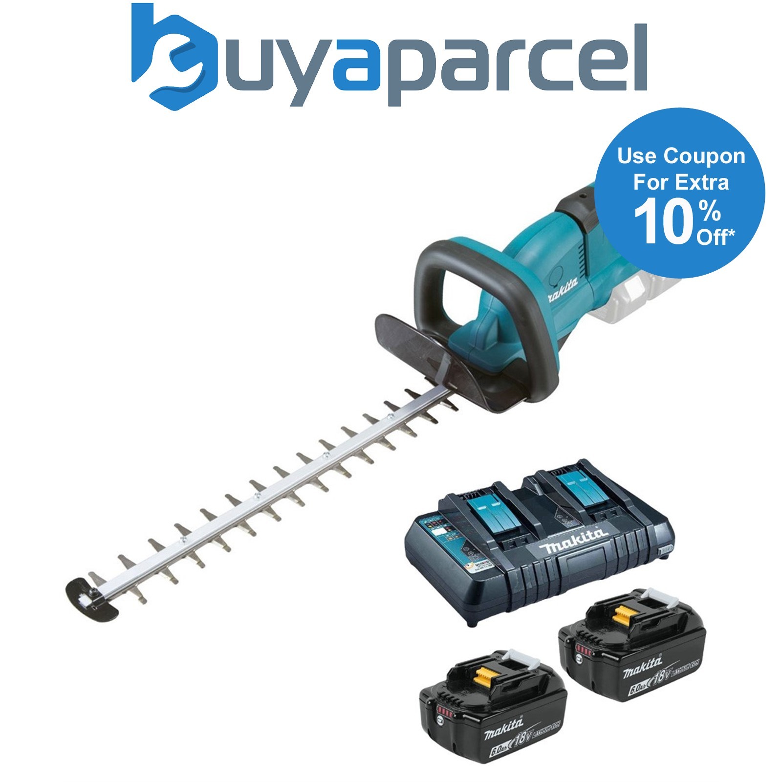 Makita DUH651 Twin LXT 18v / 36v Li Ion Hedge Trimmer 2 x 6.0ah Dual Charger