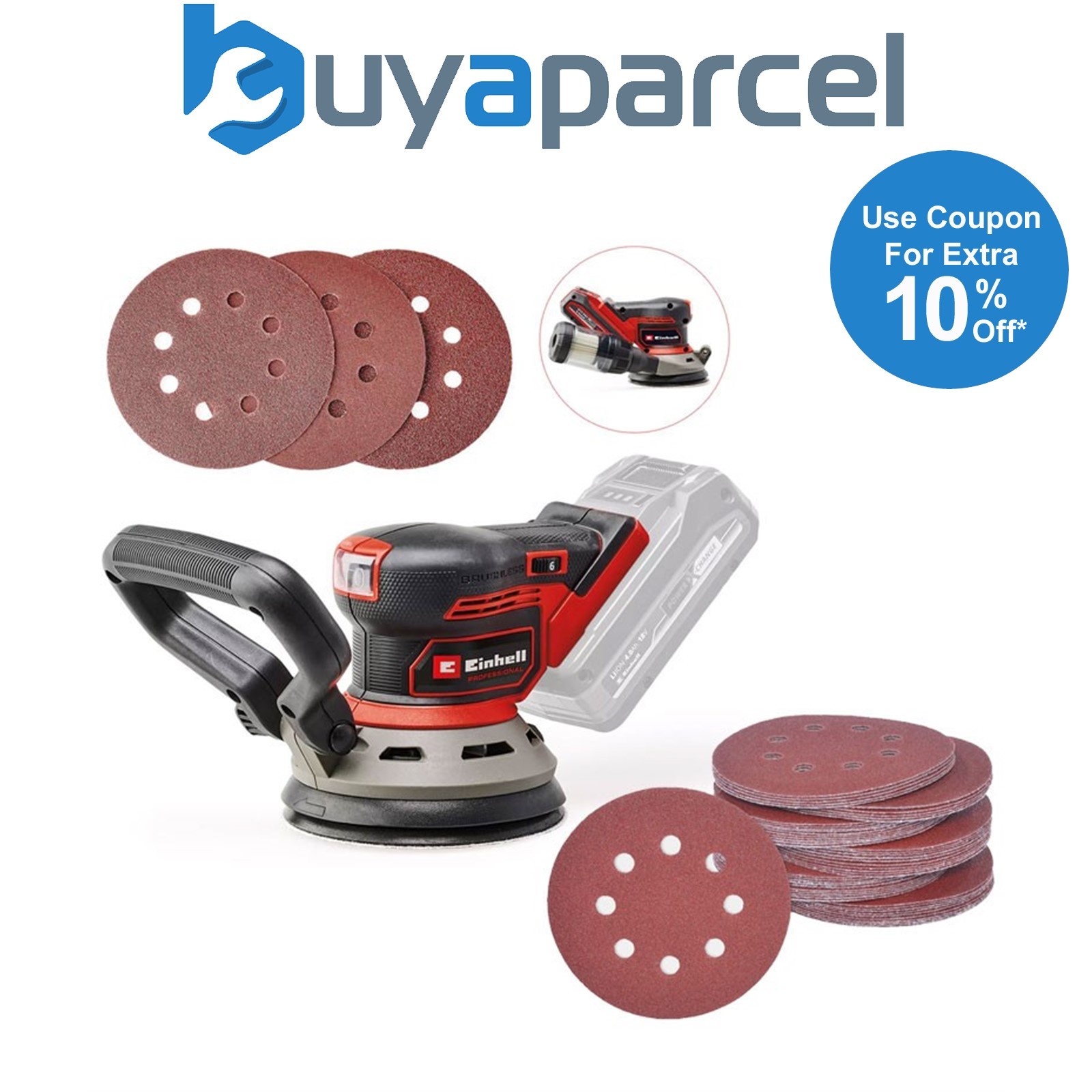 Einhell Professional 125mm 18v Random Orbital Sander TP-RS 18/32 Li BL 53 Sheets