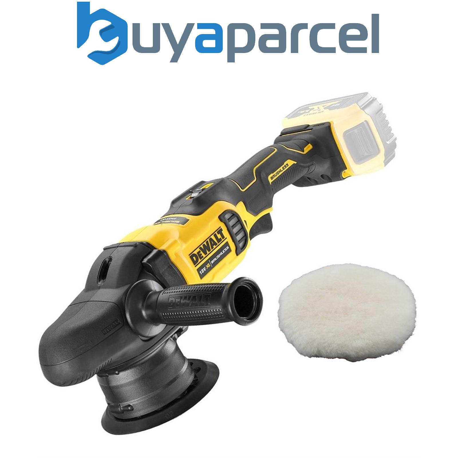 Dewalt DCM848N 18v Brushless Dual Action Polisher 125mm + Wool Polishing Bonnet