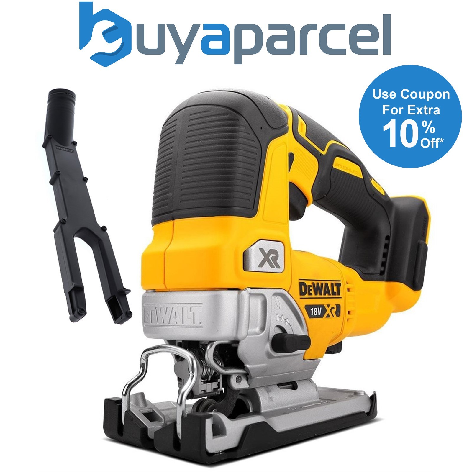 DeWalt DCS334N 18v XR Cordless Brushless Top Handle Jigsaw Bare + Dust Extractor