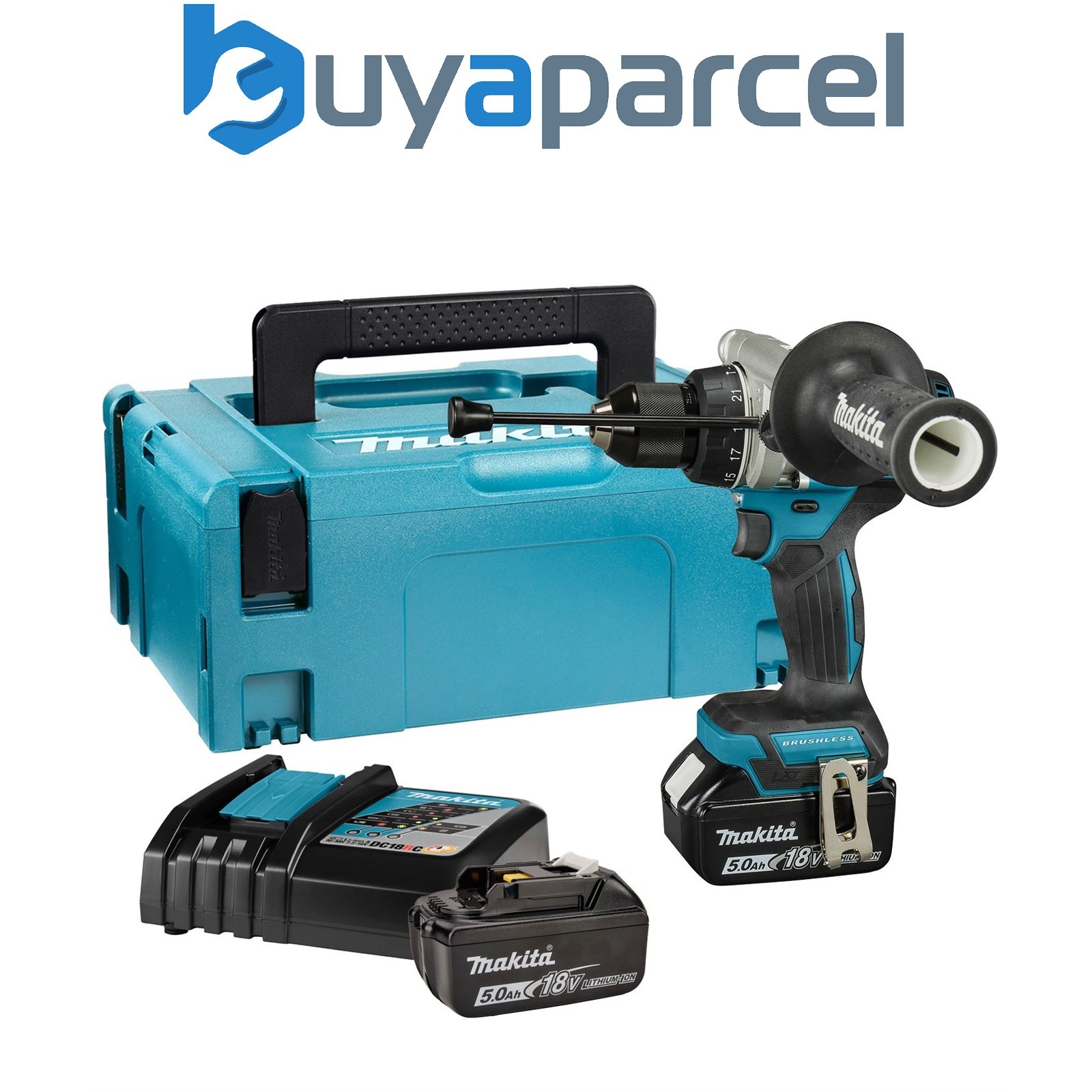 Makita DHP492RTJ 18v LXT Brushless Combi Hammer Drill 141Nm Torque 2x5ah Battery