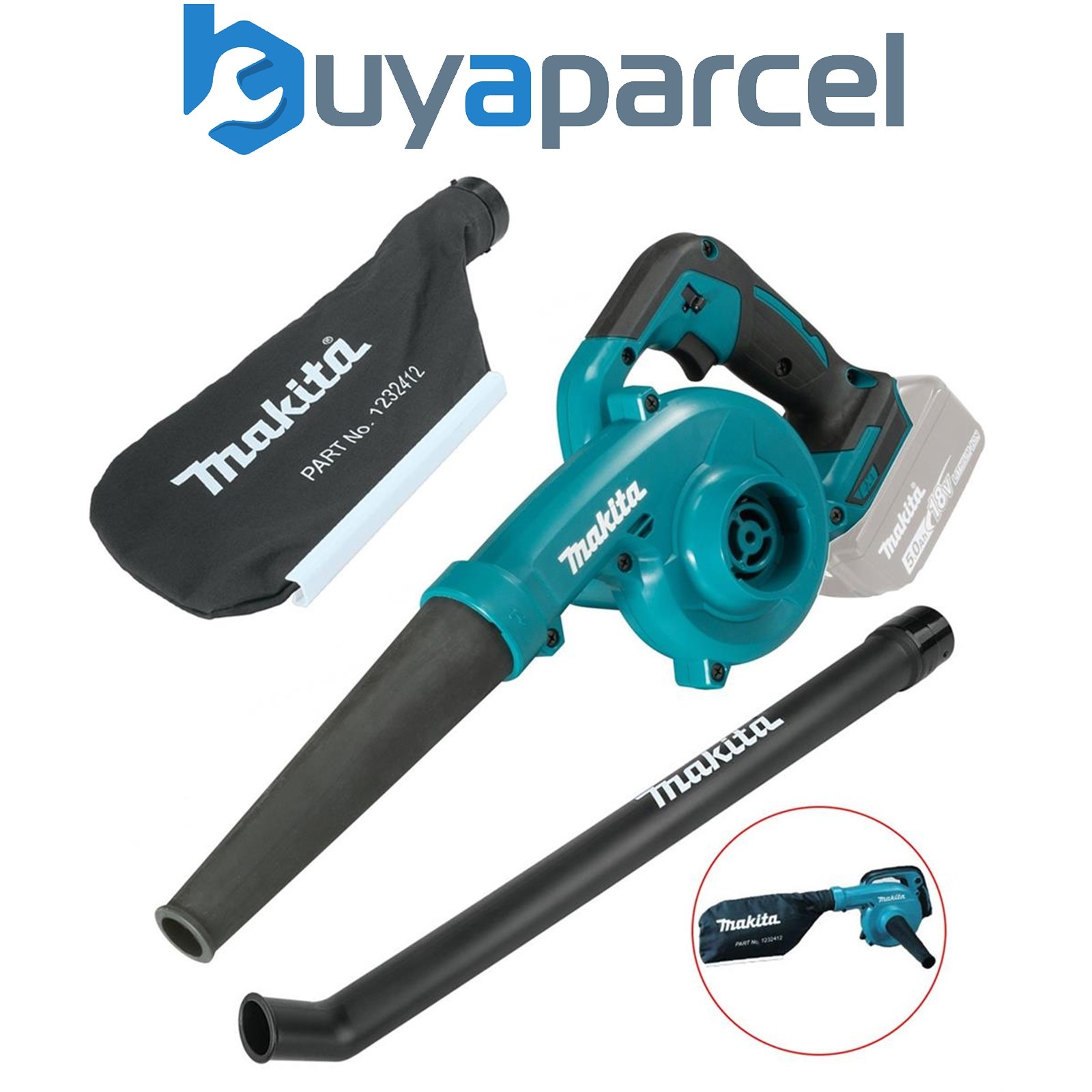 Makita DUB185Z 18v LXT Cordless Blower Vacuum + Long Nozzle + Collect Bag - Bare