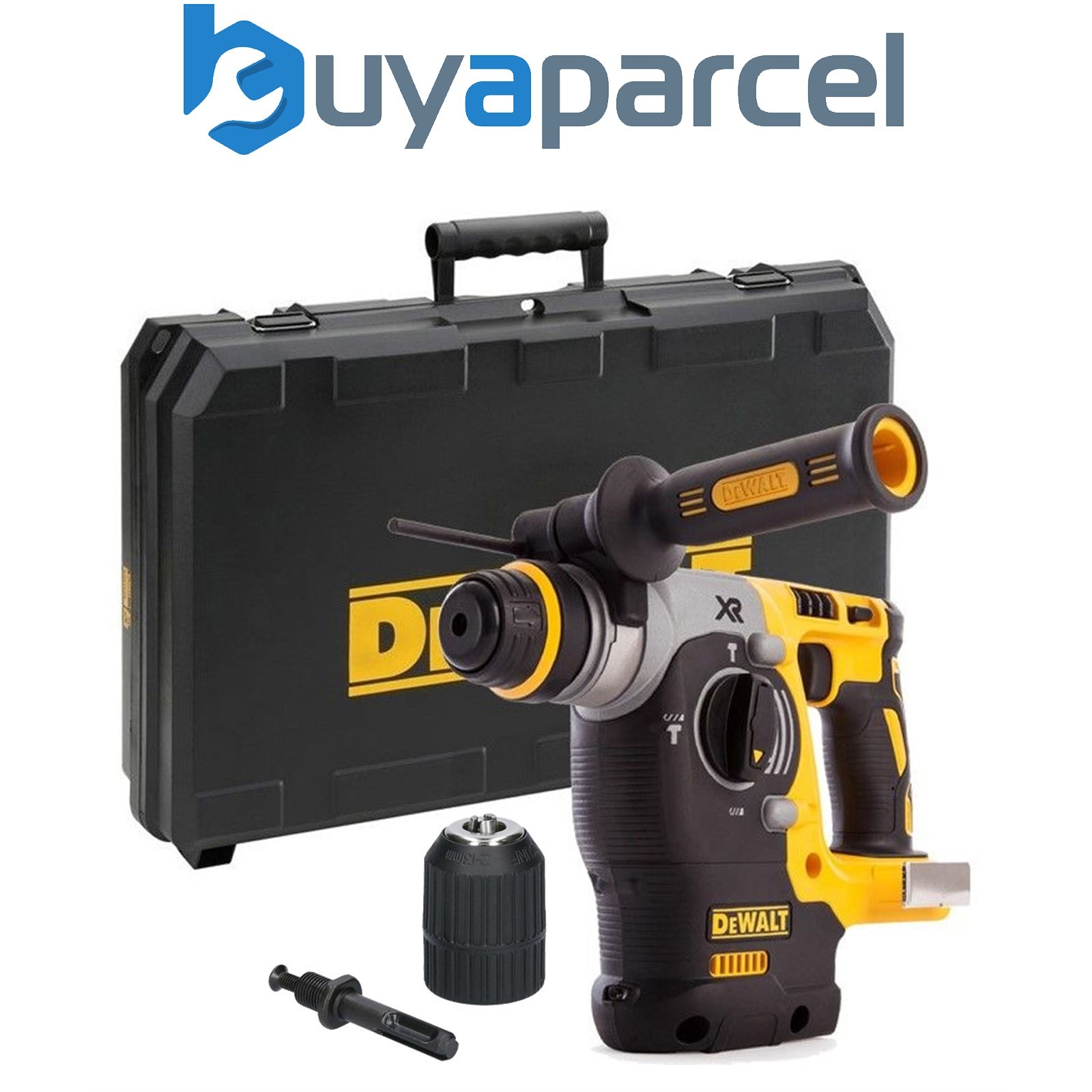 Dewalt Cordless XR 18v SDS Brushless Hammer Drill 3 Mode SDS+ + Case + Chuck