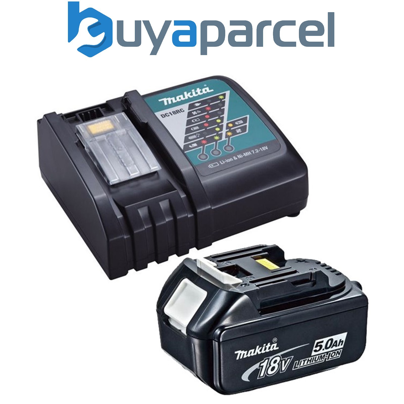 Genuine Makita 18V 5.0Ah LXT Lithium Battery BL1850 + DC18RC Fast Charger