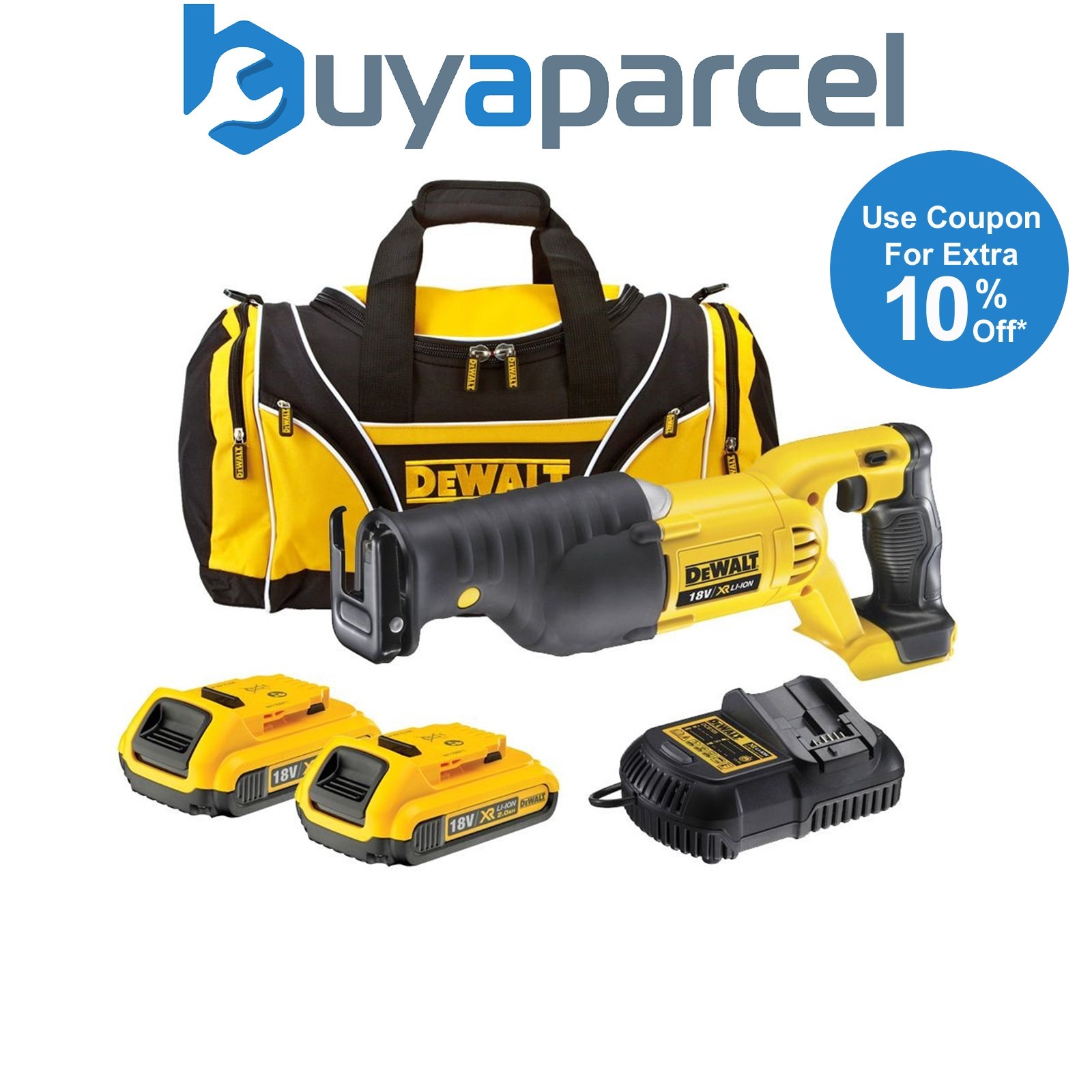 Dewalt DCS380D2 18v XR Reciprocating Sabre Saw Li-ion + 2 x 2.0ah Charger + Bag