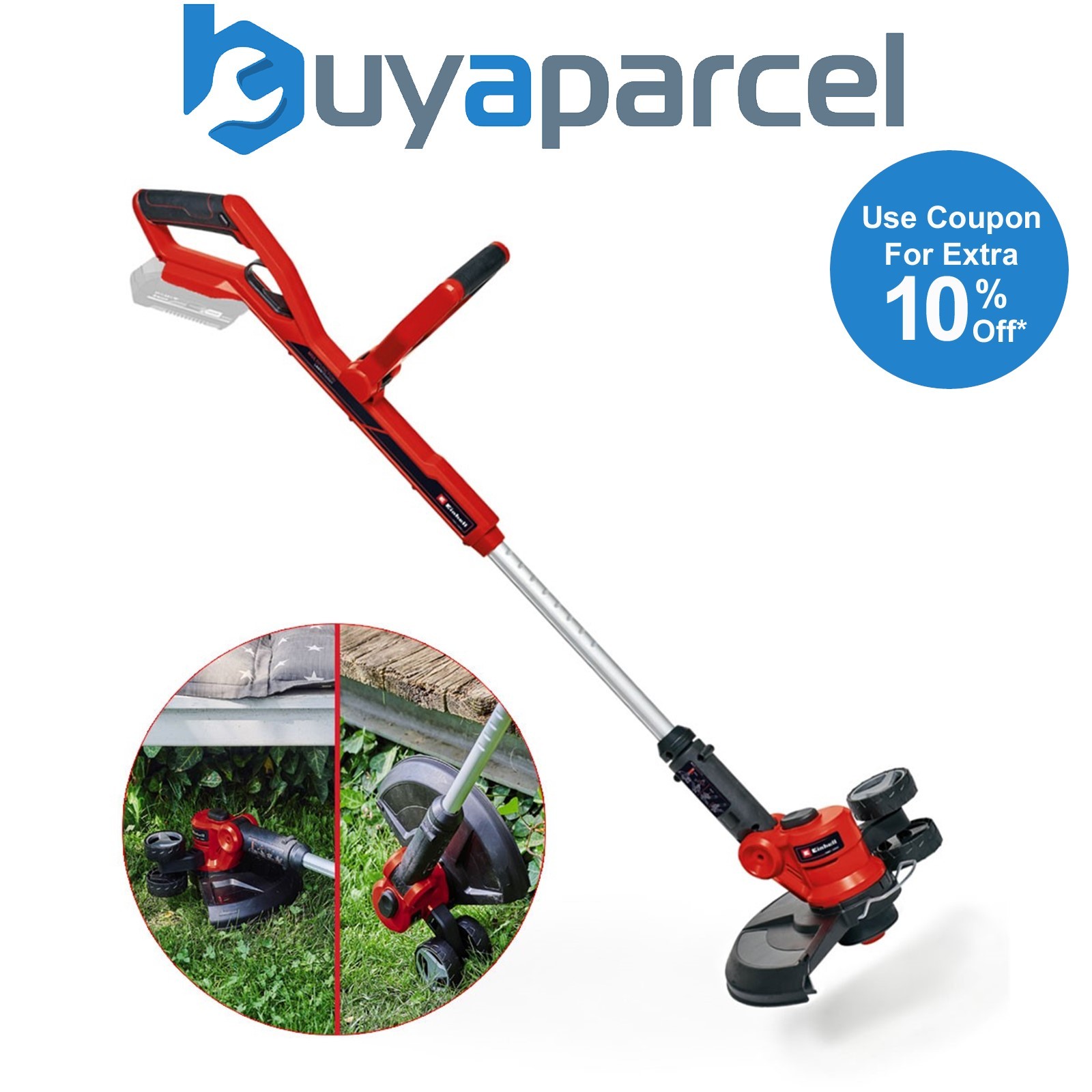 Einhell 18v PXC Cordless Strimmer Grass Trimmer 30cm Lawn GE-CT 18/30 Li Wheels