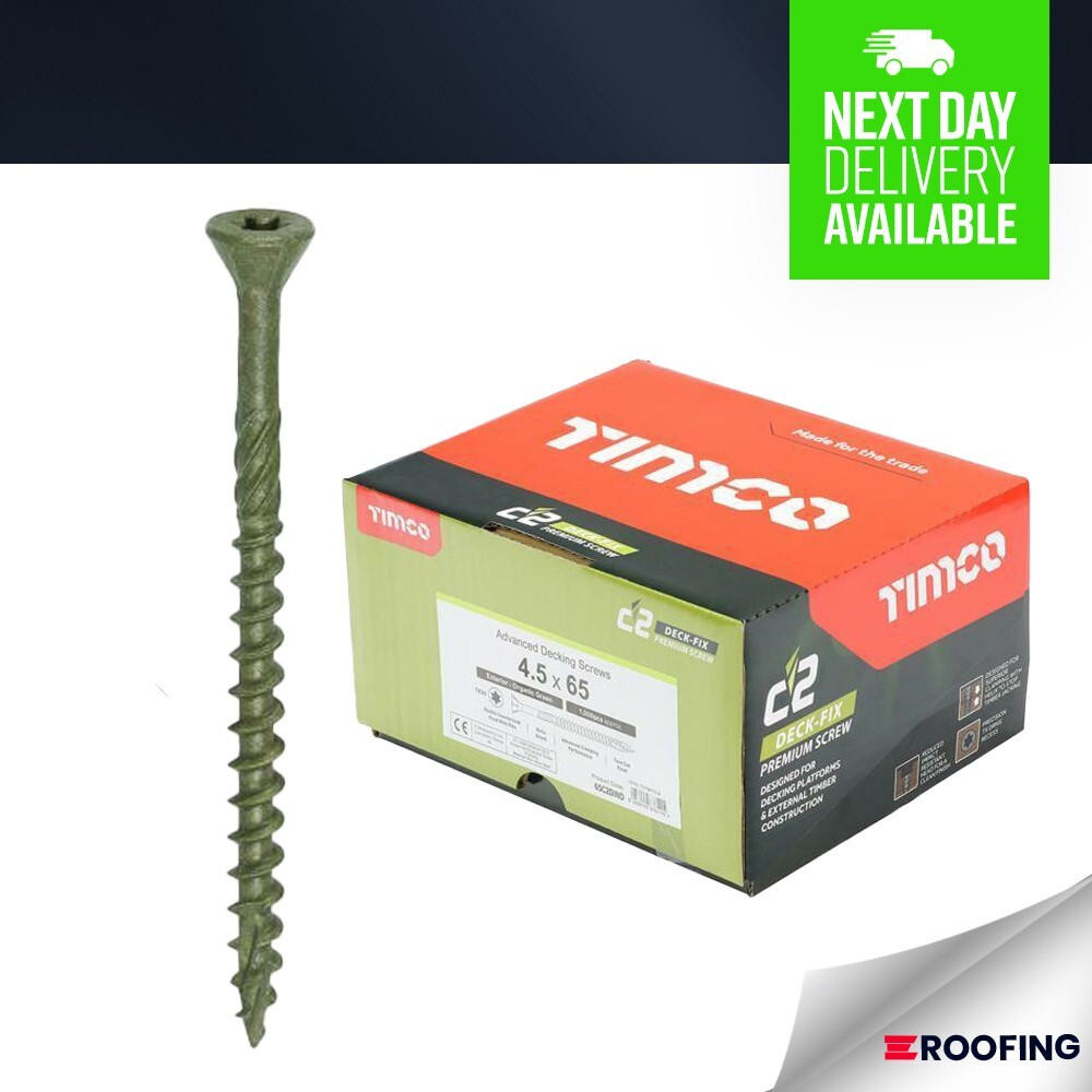 Timco 4.5x65mm C2 Advanced Decking Timber Screws-TX-Countersunk-Exterior-Green