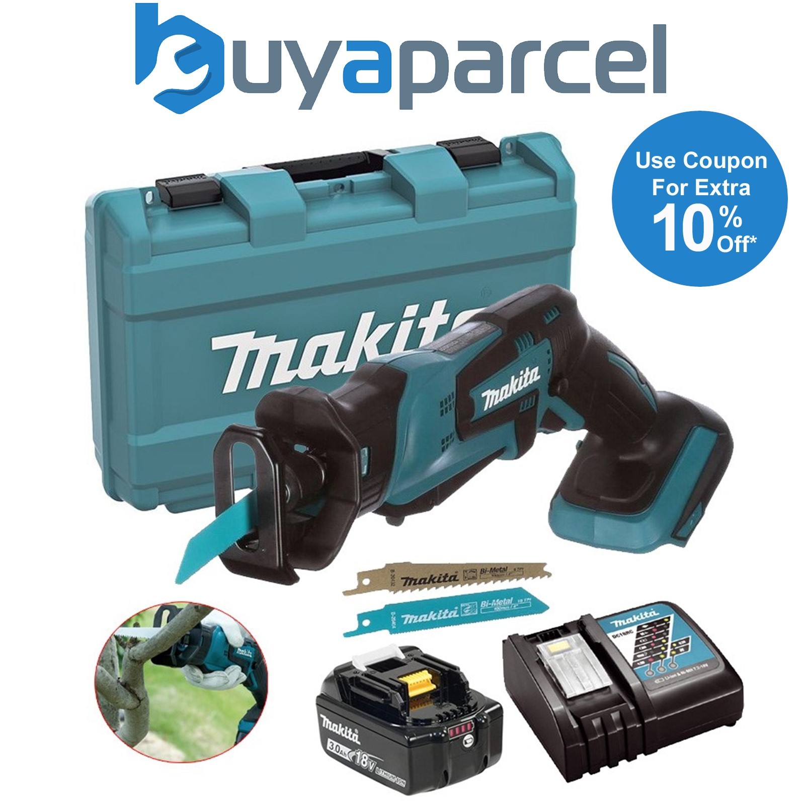 Makita DJR183 18v Cordless Reciprocating Garden Pruning Saw - 1x 3.0ah Battery