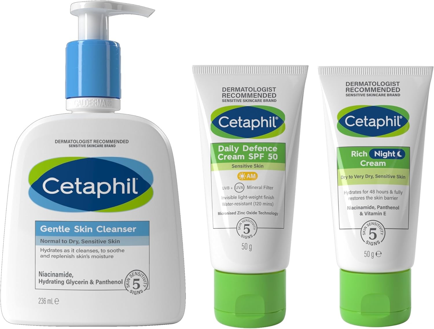 Cetaphil Daily Defence SPF for Sensitive Skin, SPF 30 Moisturiser/SPF 50 Minera