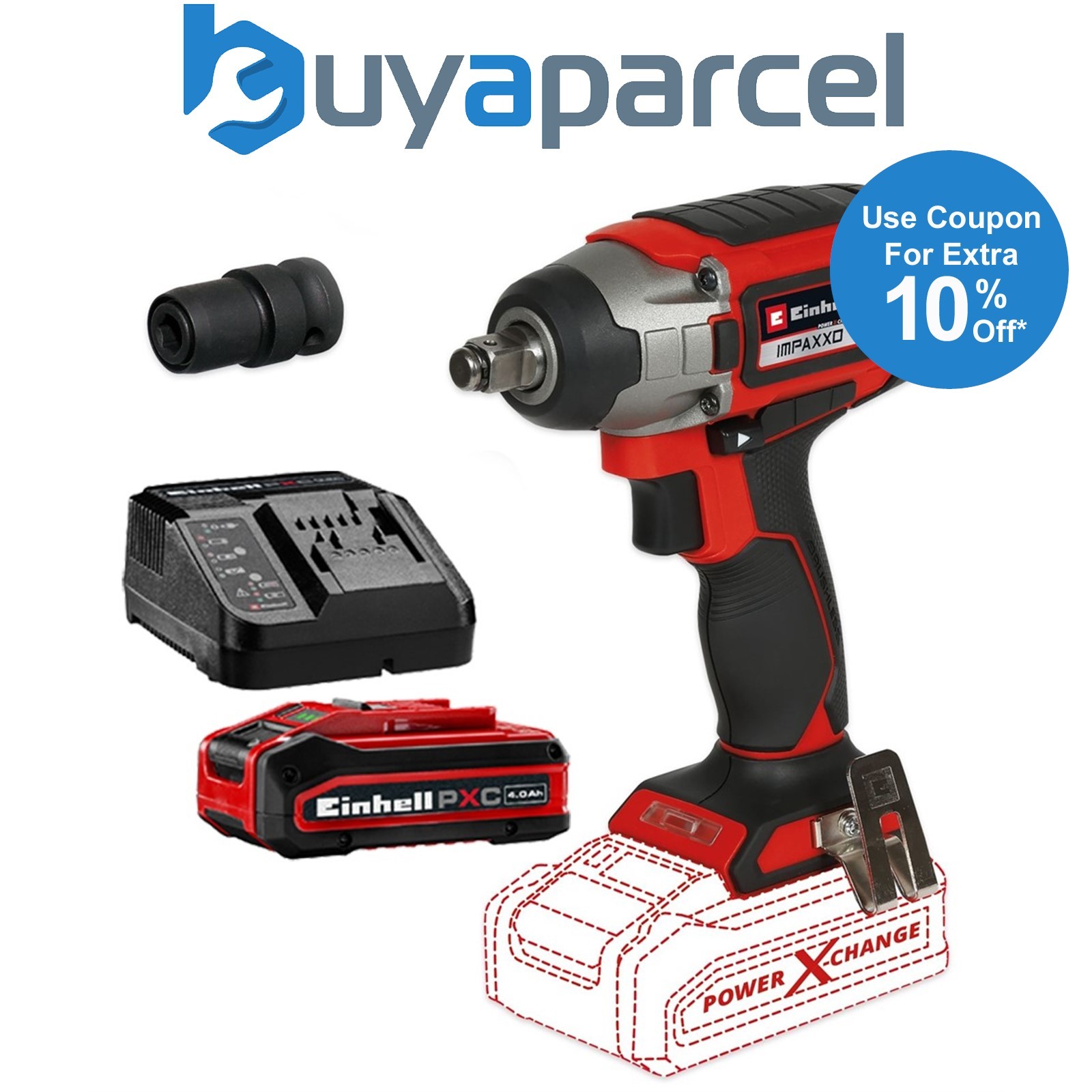 Einhell Professional 18/230 18v Cordless Brushless Impact Wrench 1/2" + 4ah Kit