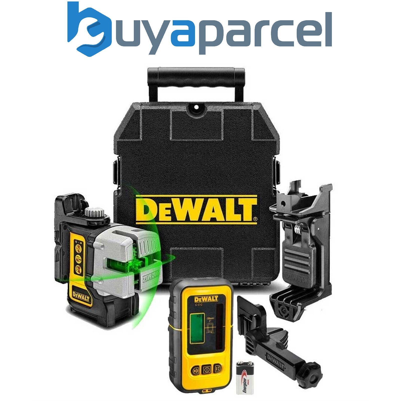 DeWalt DW089CG 3 Beam 3 Way Self Levelling Multi Line Green Laser + Detector