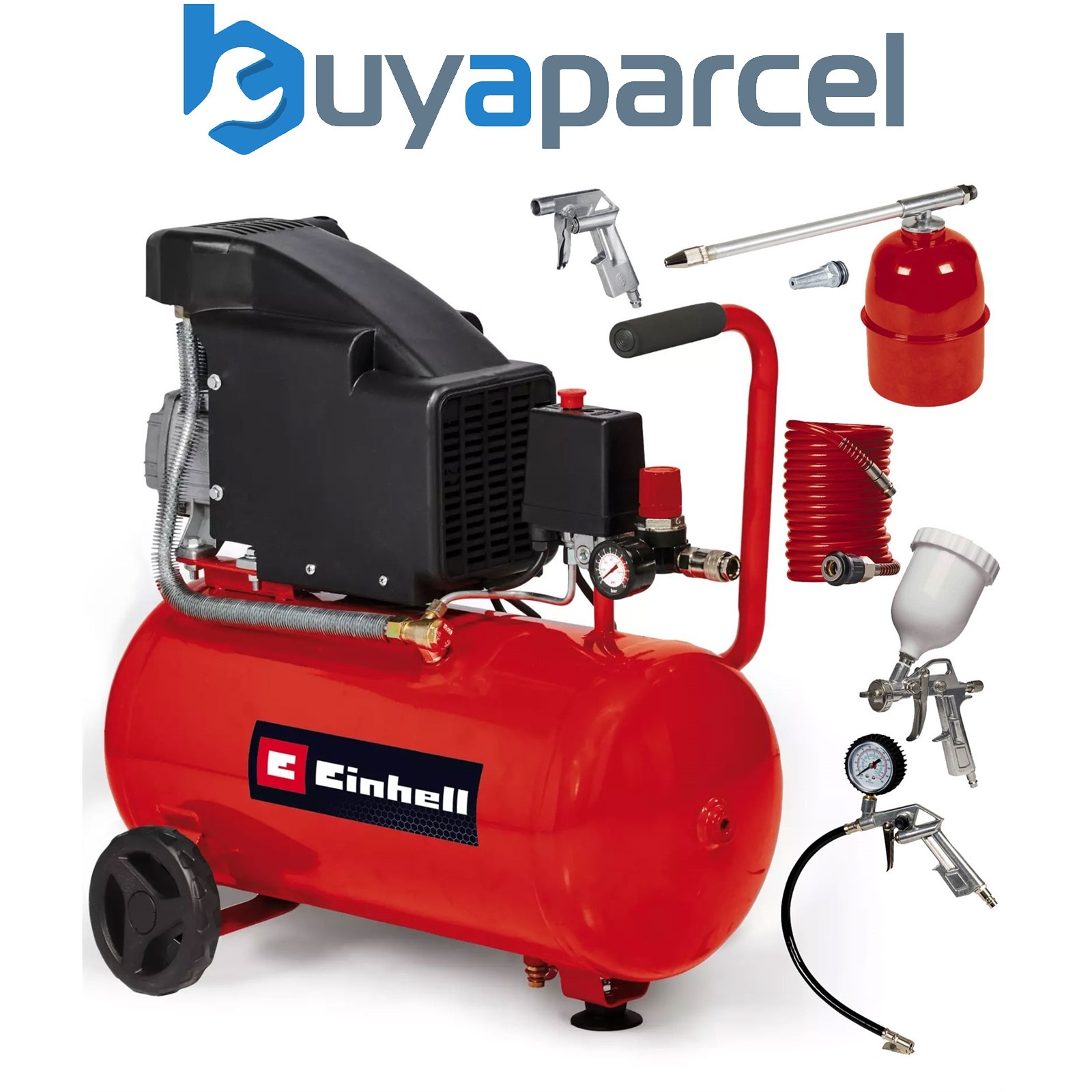 Einhell 24L Air Compressor 8 Bar Electric 1500W TC-AC 190/24/8 Corded + 5PC Set