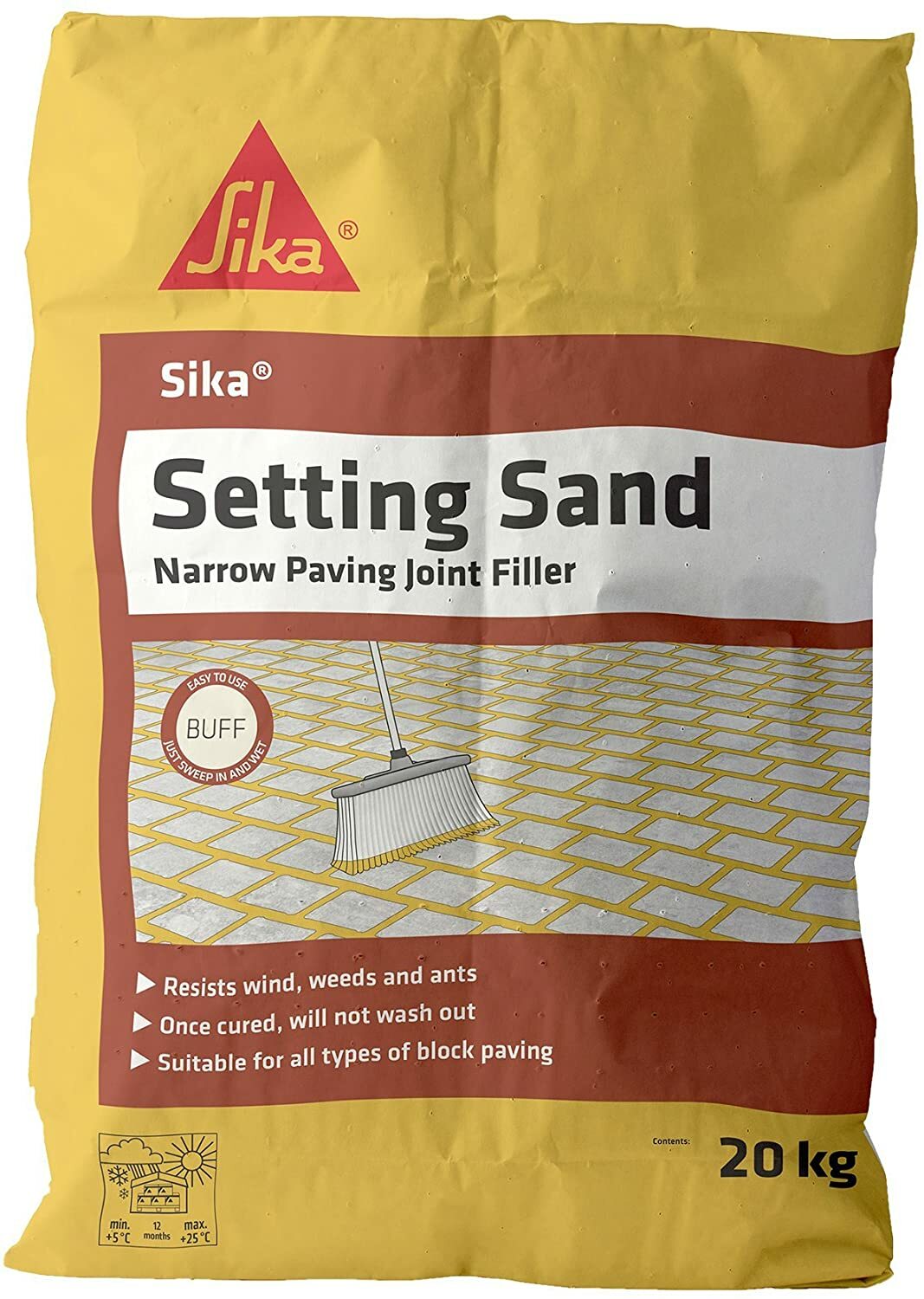 Sika Setting Sand | Narrow Joint Paving Filler | Jointing Compound | Buff | 20kg