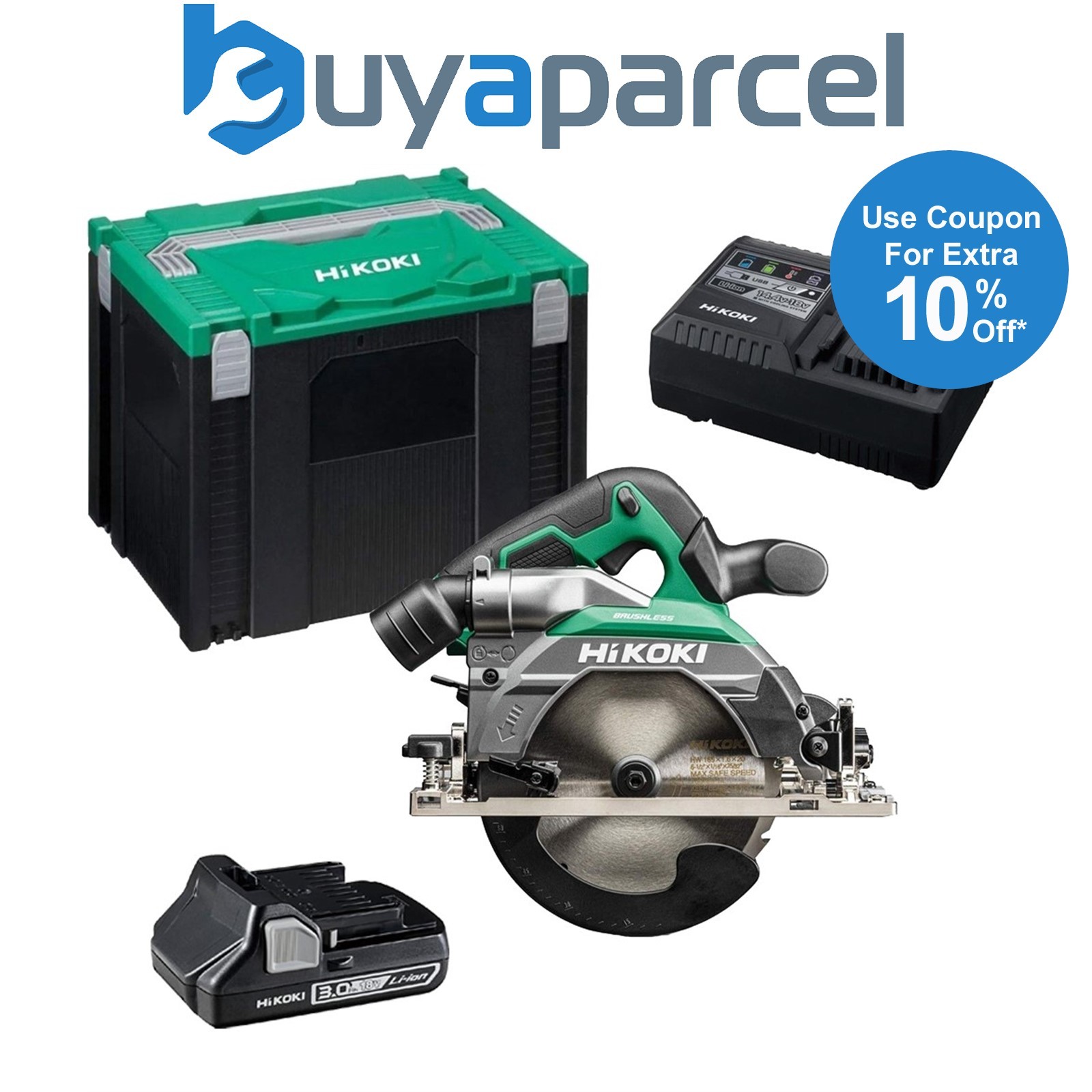 HIKOKI C1806DB Brushless 165mm Circular Saw 18V Cordless Saw X1 3AH Battery Case