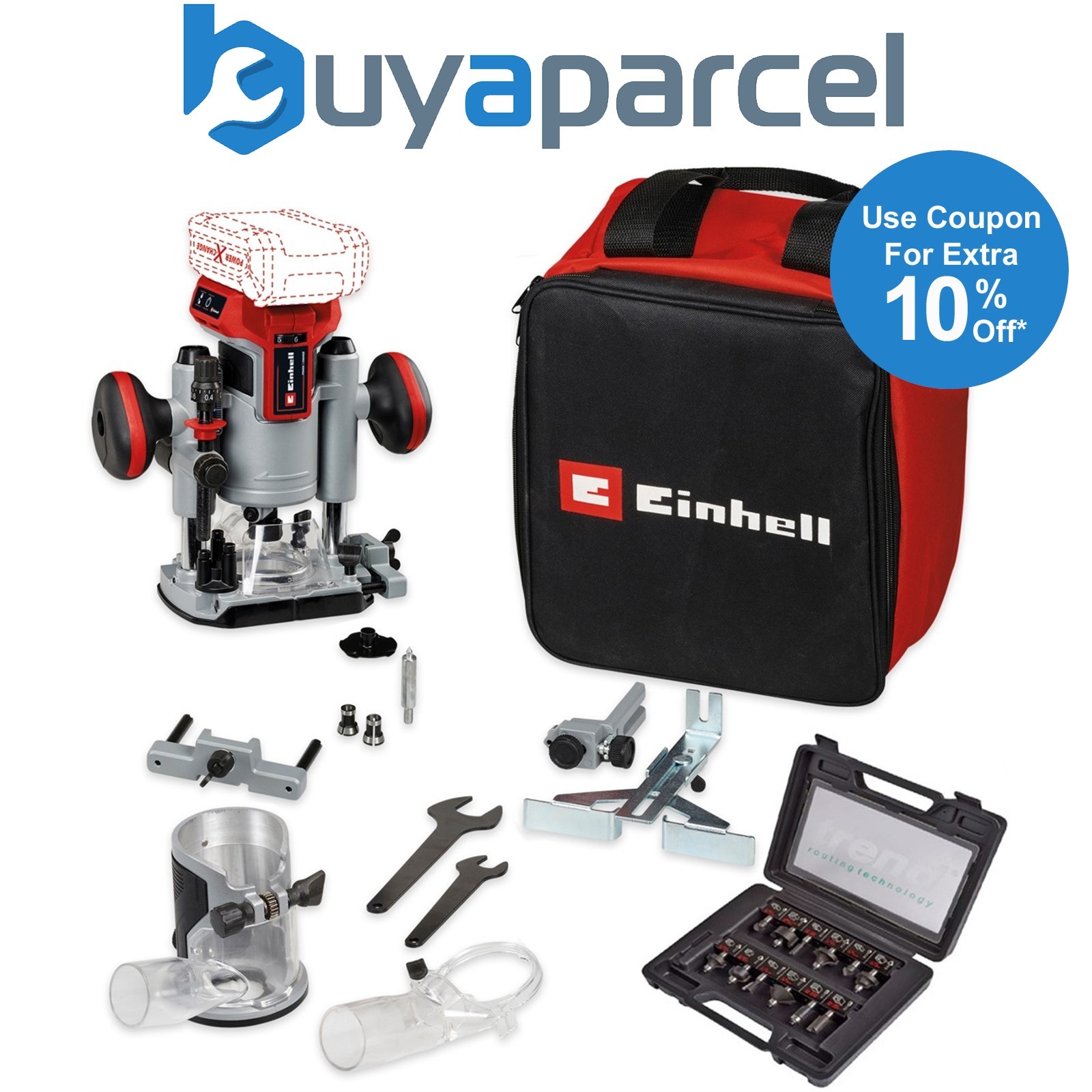 Einhell PXC 18v TP-RO 18v Cordless Brushless Router + Plunge Base + Trend Set