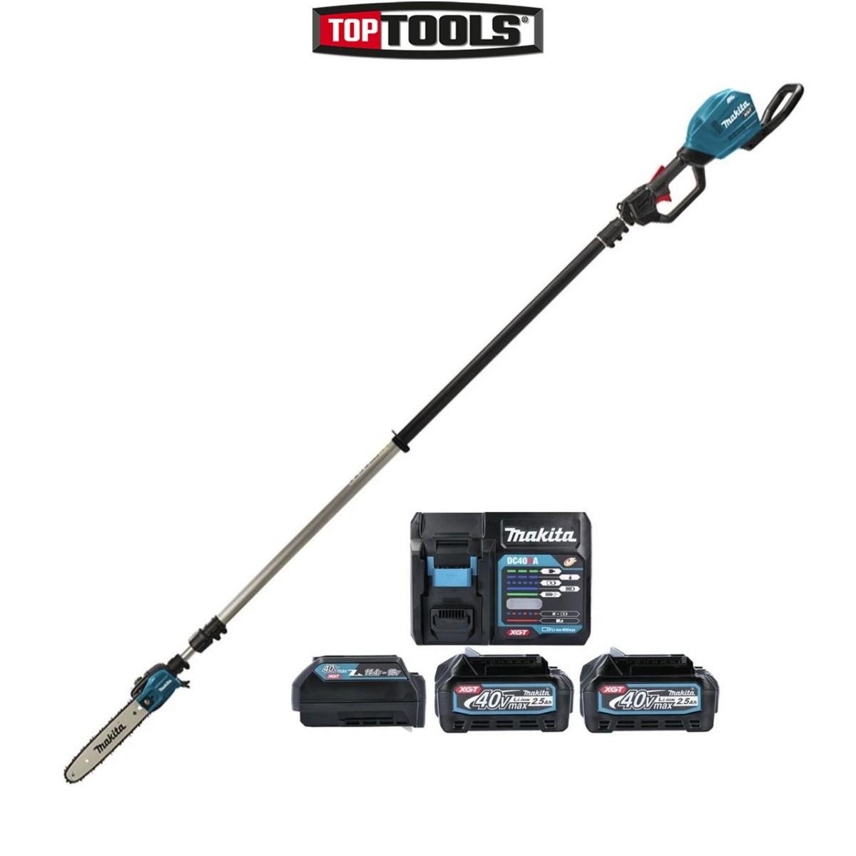 Makita UA004GD202 40Vmax Pole Chainsaw + 2 x 2.5Ah Batteries, Charger & Adaptor