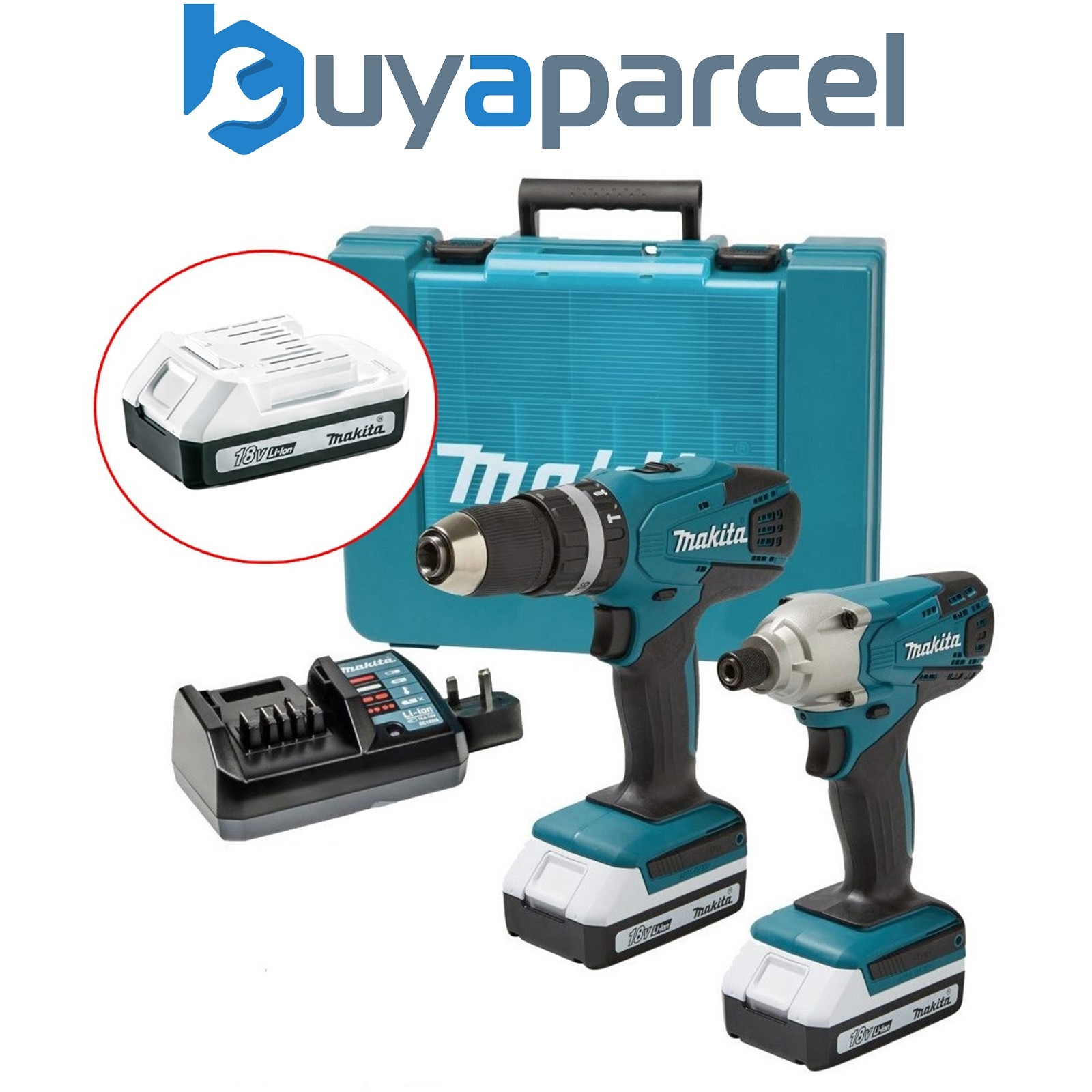 Makita 18v Cordless Lithium Combi Hammer Drill & Impact Driver Twin Pack 3xBatts