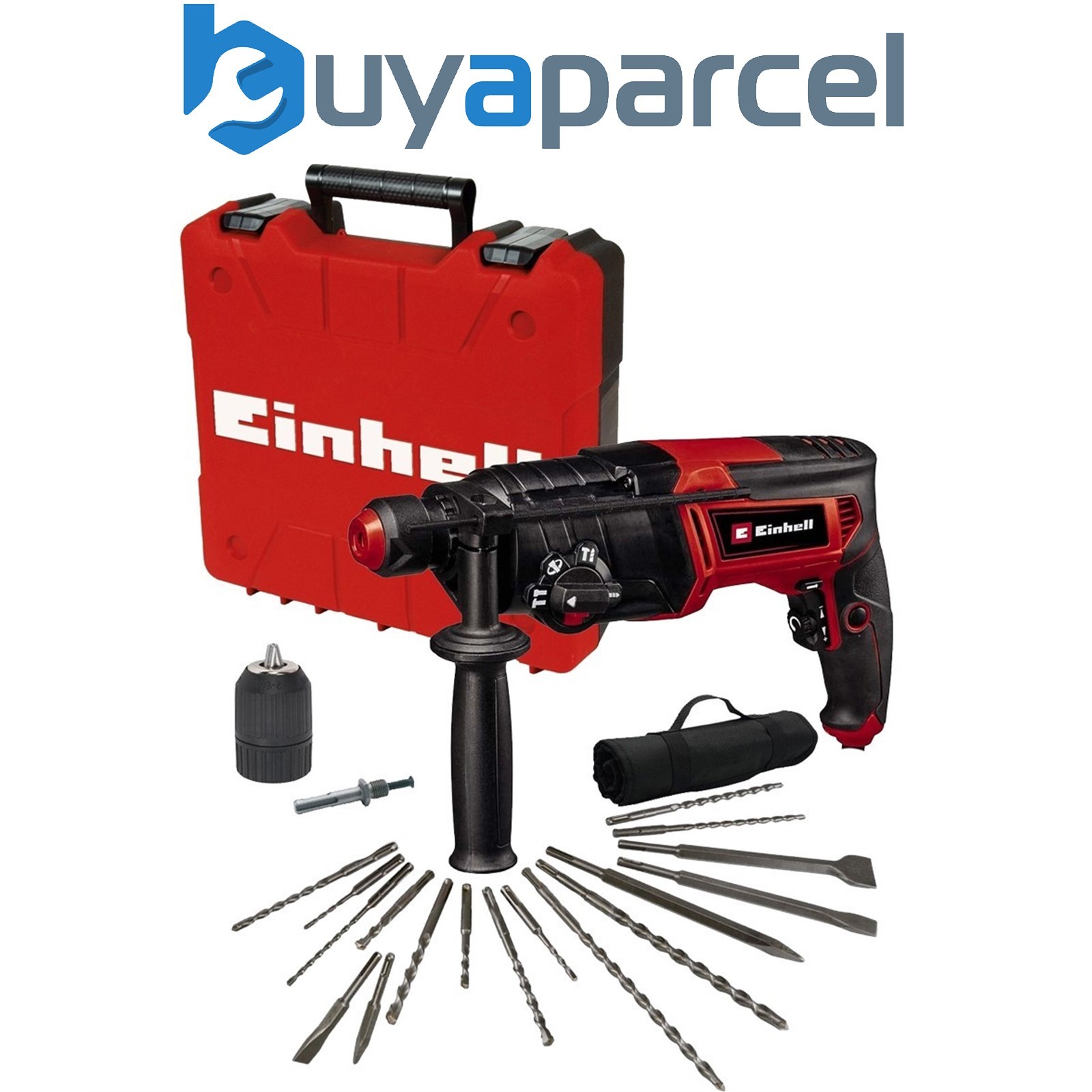 Einhell 240v SDS Plus 4 Mode Rotary Hammer Drill + 17PC Chisel Set Keyless Chuck