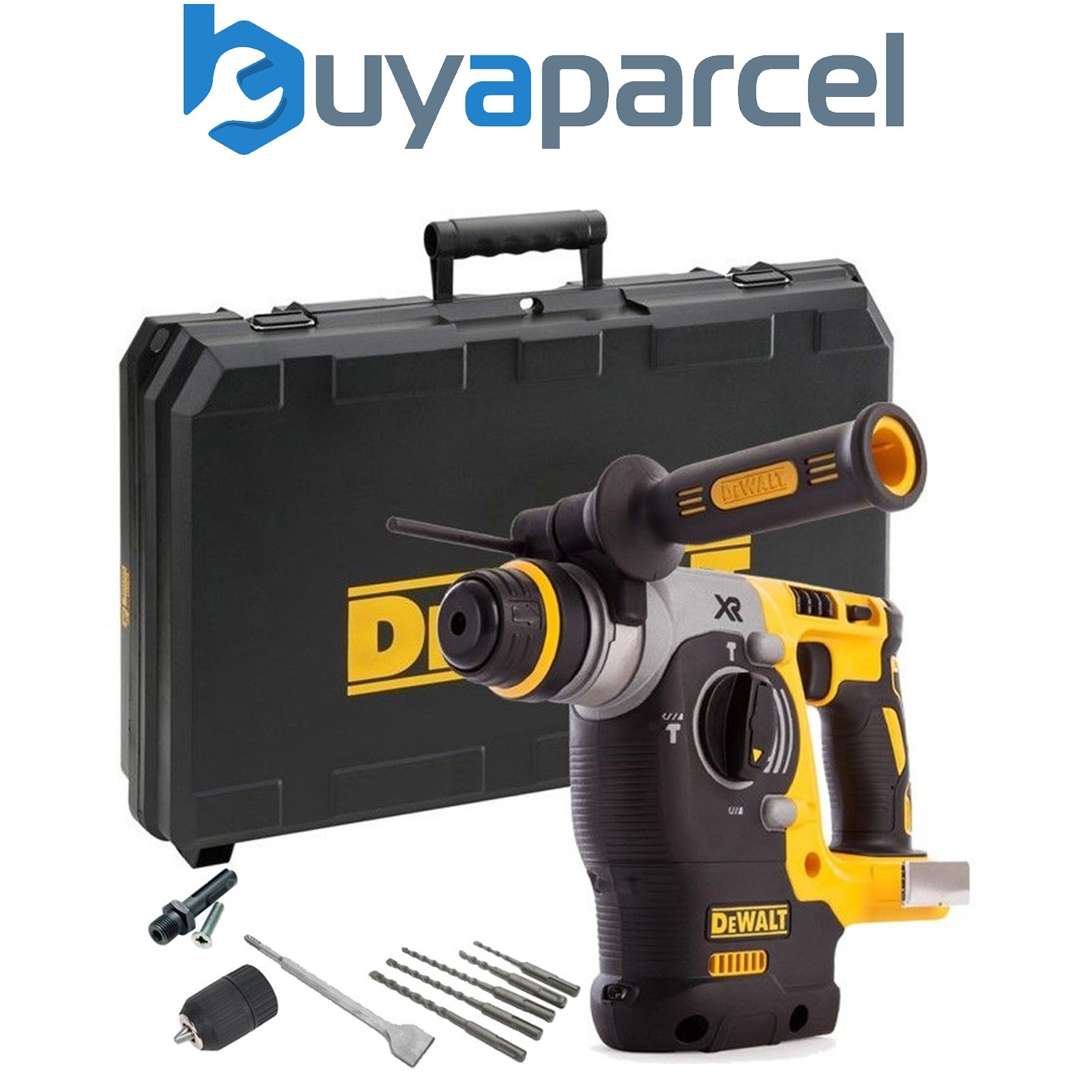 Dewalt Cordless XR 18v SDS Brushless Hammer Drill 3 Mode SDS+ + Case +Chuck Set