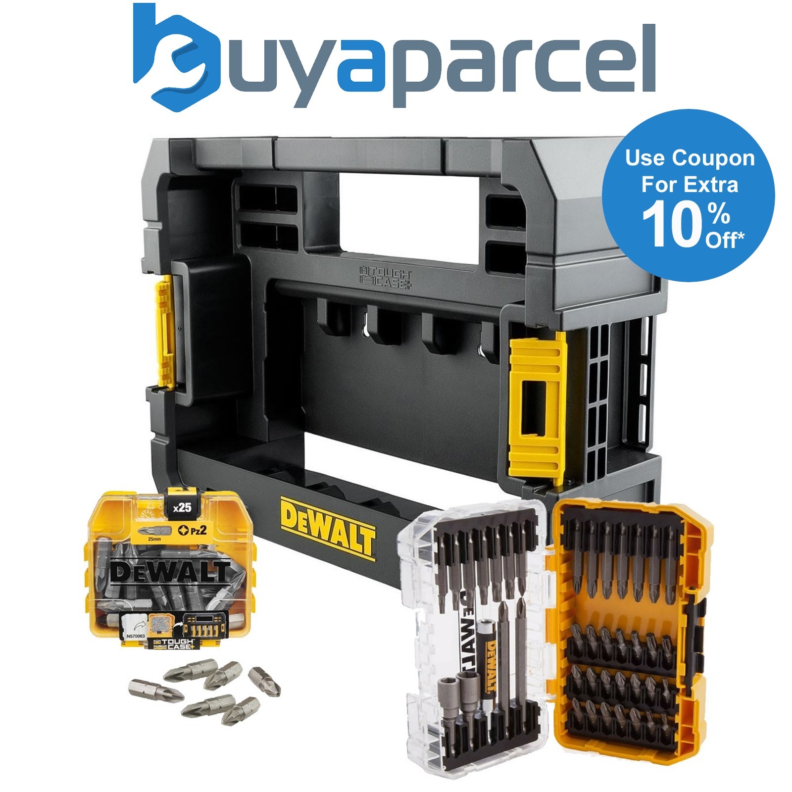 Dewalt 65 Piece Impact Screwdriver Bit Set Tic Tac Box + Tough Case TStak Caddy